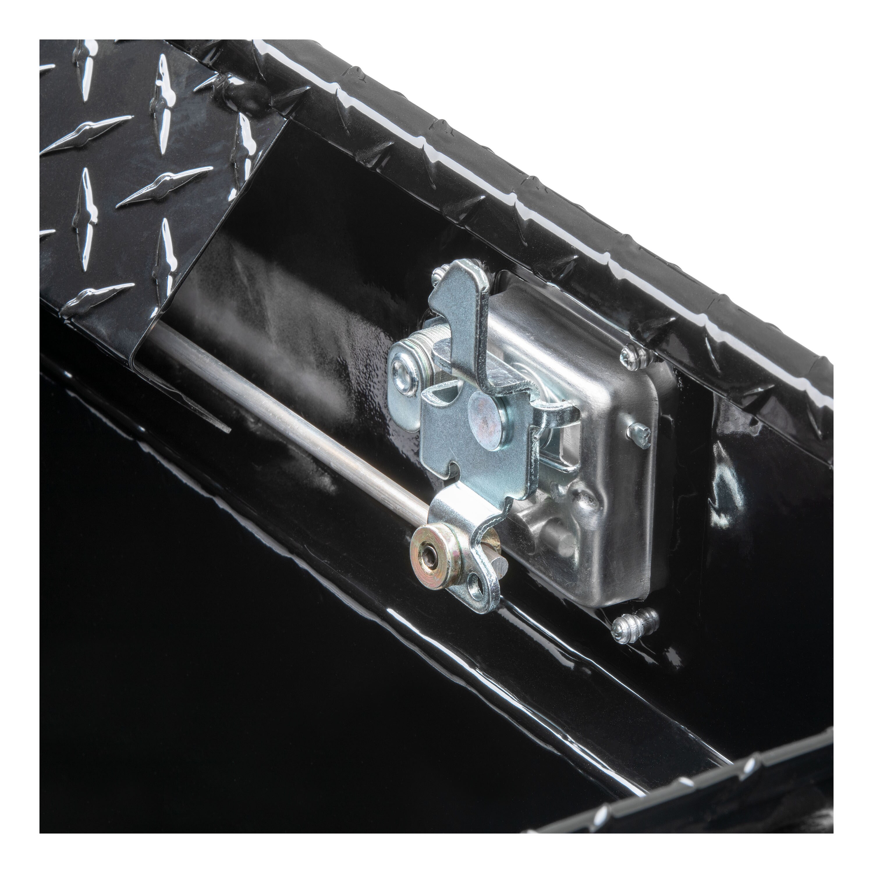 Caja de herramientas cruzada para camioneta de aluminio negro brillante de 63.875 pulgadas x 20 pulgadas x 14.75 pulgadas.