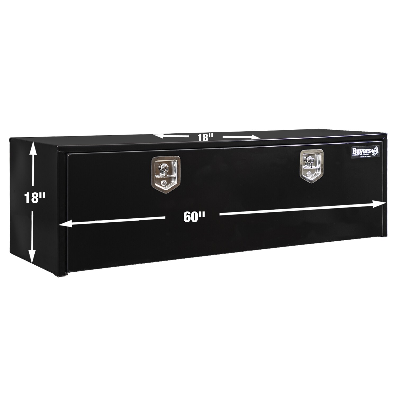 Caja de herramientas para camión de acero negro debajo del chasis de 60.75 pulgadas x 18.5 pulgadas x 18.5 pulgadas de Buyers Products