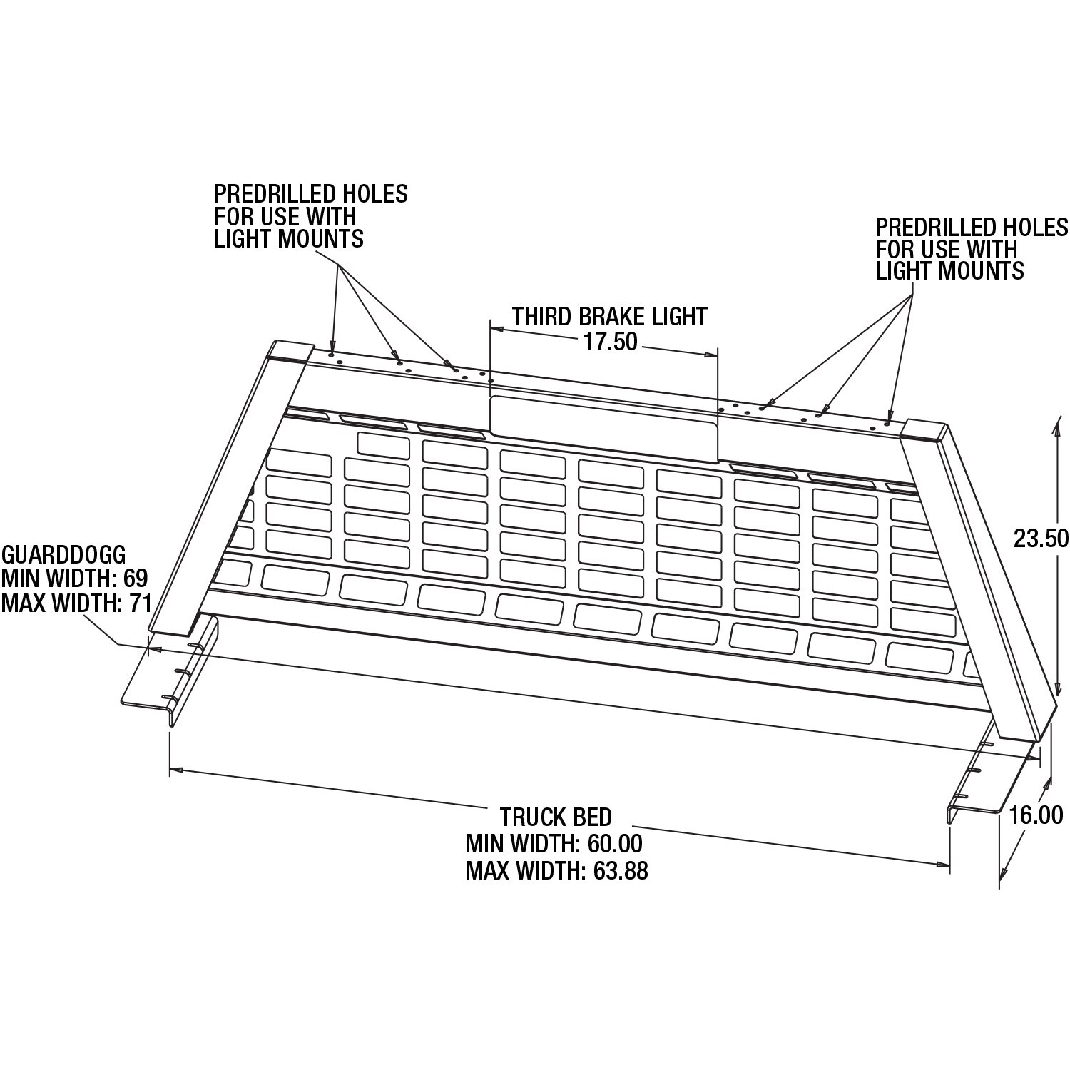 Rack Multifuncional de Acero Guard Dogg de 71 pulgadas para techo (Incluye Herrajes) 851560