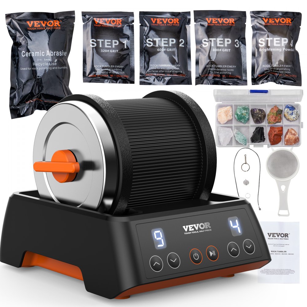 VEVOR Rock Tumbler Kit 1lb Rock Polisher Rough Gemstones 4 Polishing Grits - YSDMJZFKSJ1LBNV24V5