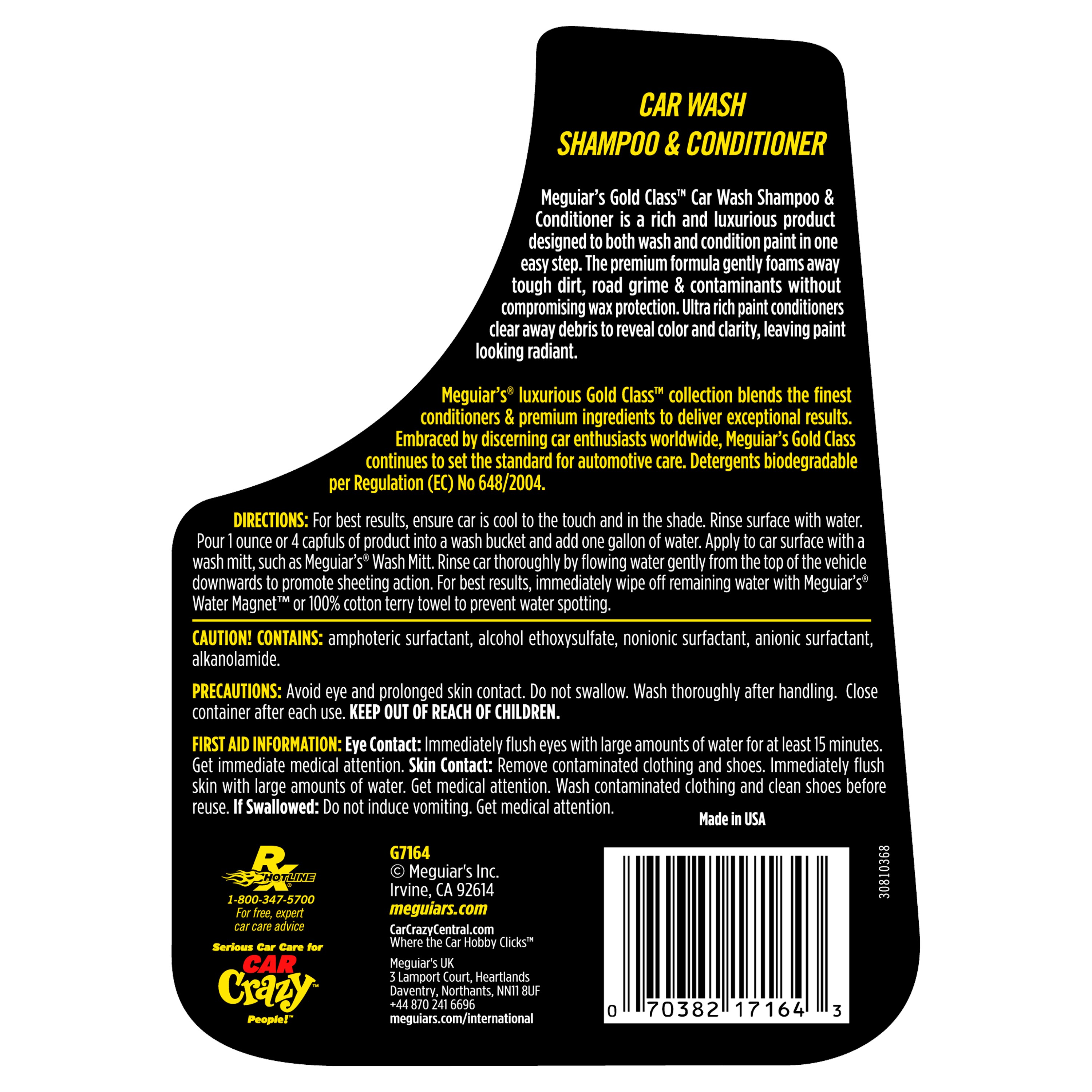 Meguiar's Gold Class 64 onzas de líquido para lavado de exterior de automóviles G7164