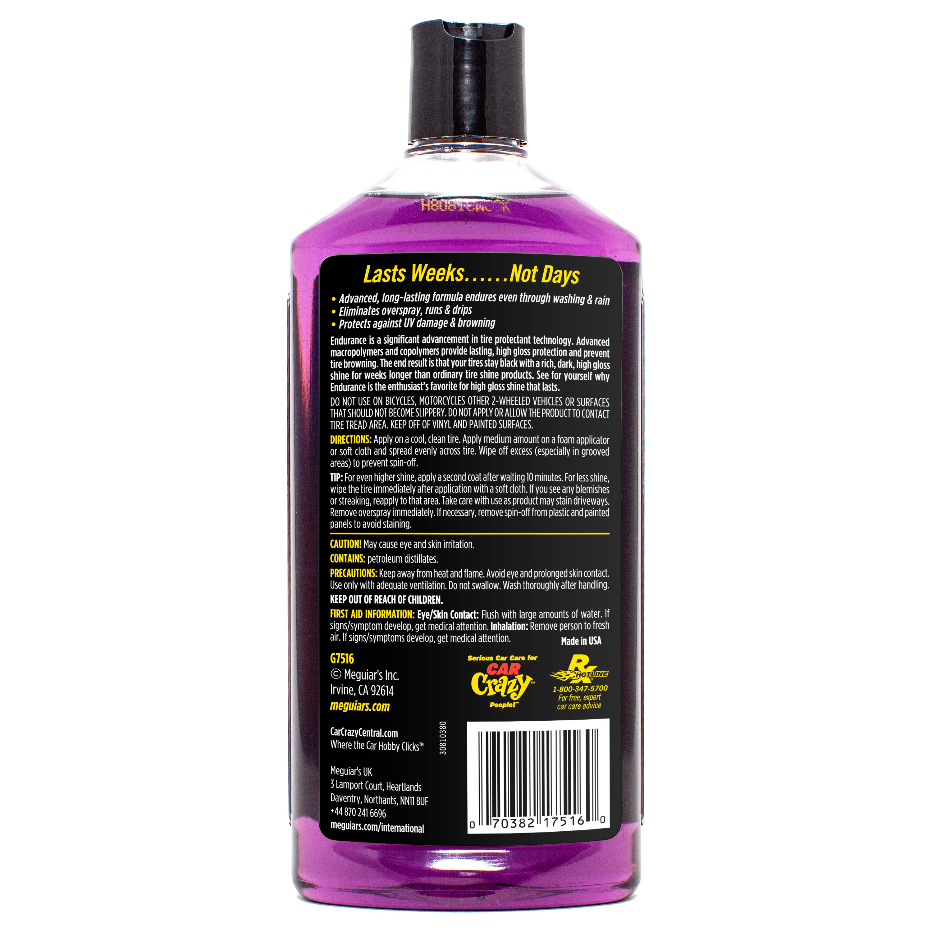Gel para llantas de larga duración Meguiar's 16 onzas líquidas - Lavado exterior de automóviles G7516