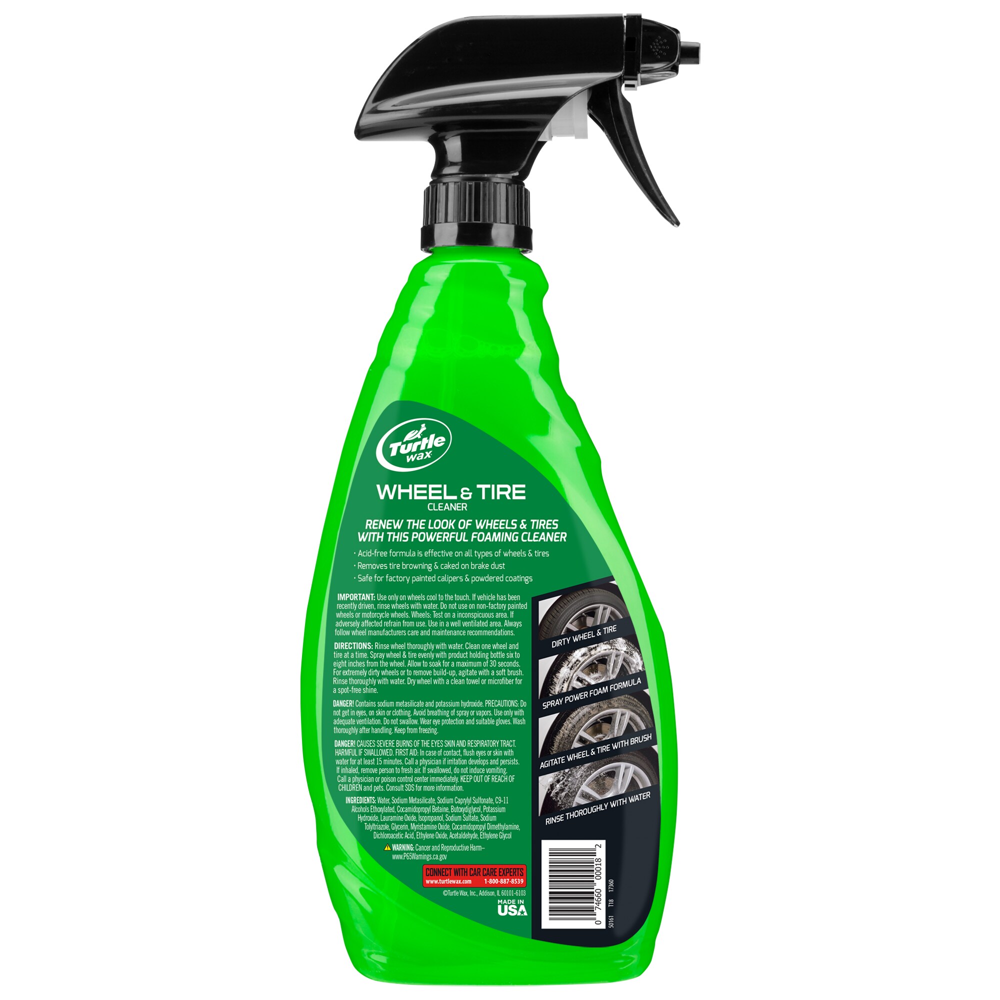 Limpiador de Ruedas y Llantas Turtle Wax de 23 onzas líquidas para lavado exterior de automóviles T18/50161