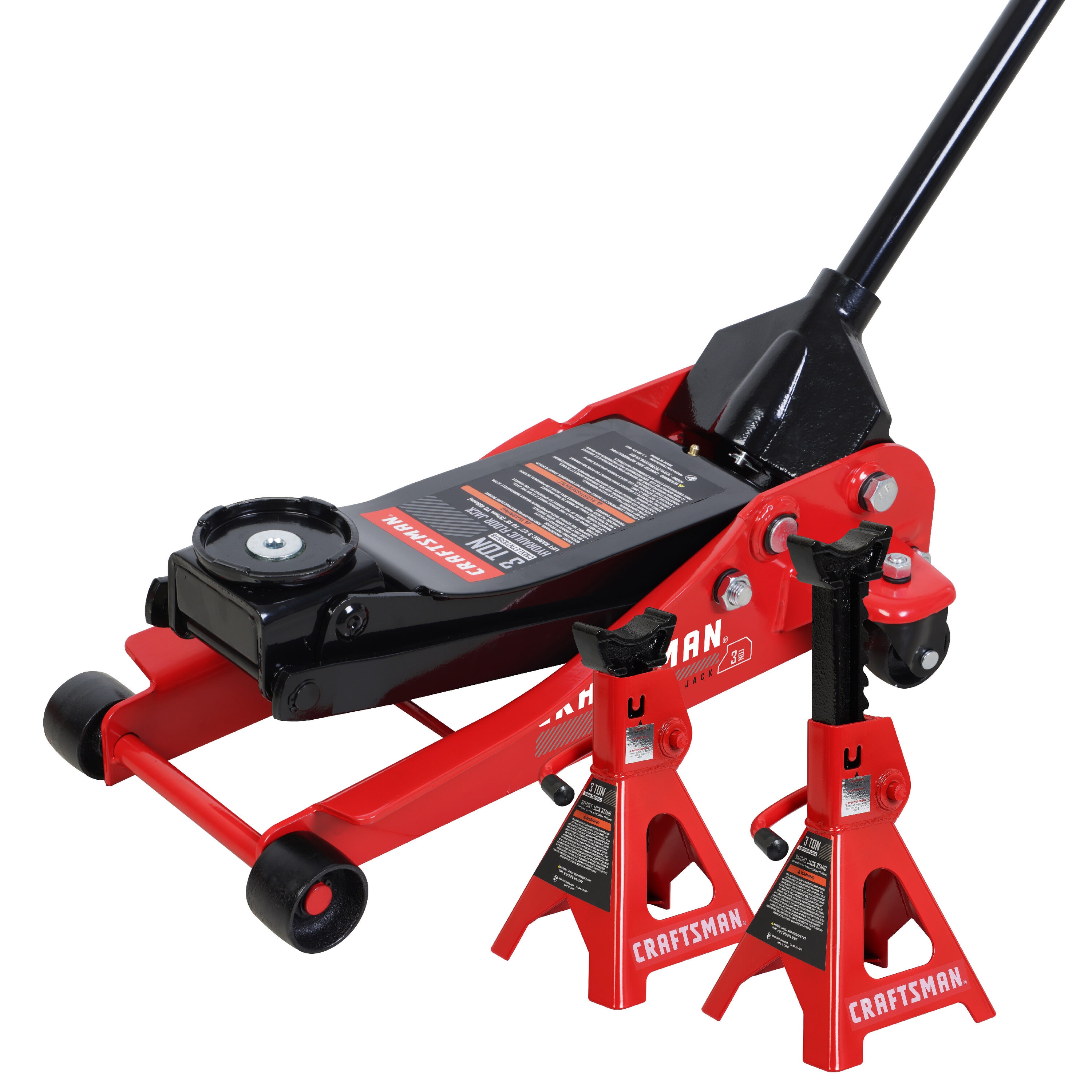 Kit de Gato Hidráulico de Acero de 3 Toneladas en Rojo Craftman T830018M+T43002M