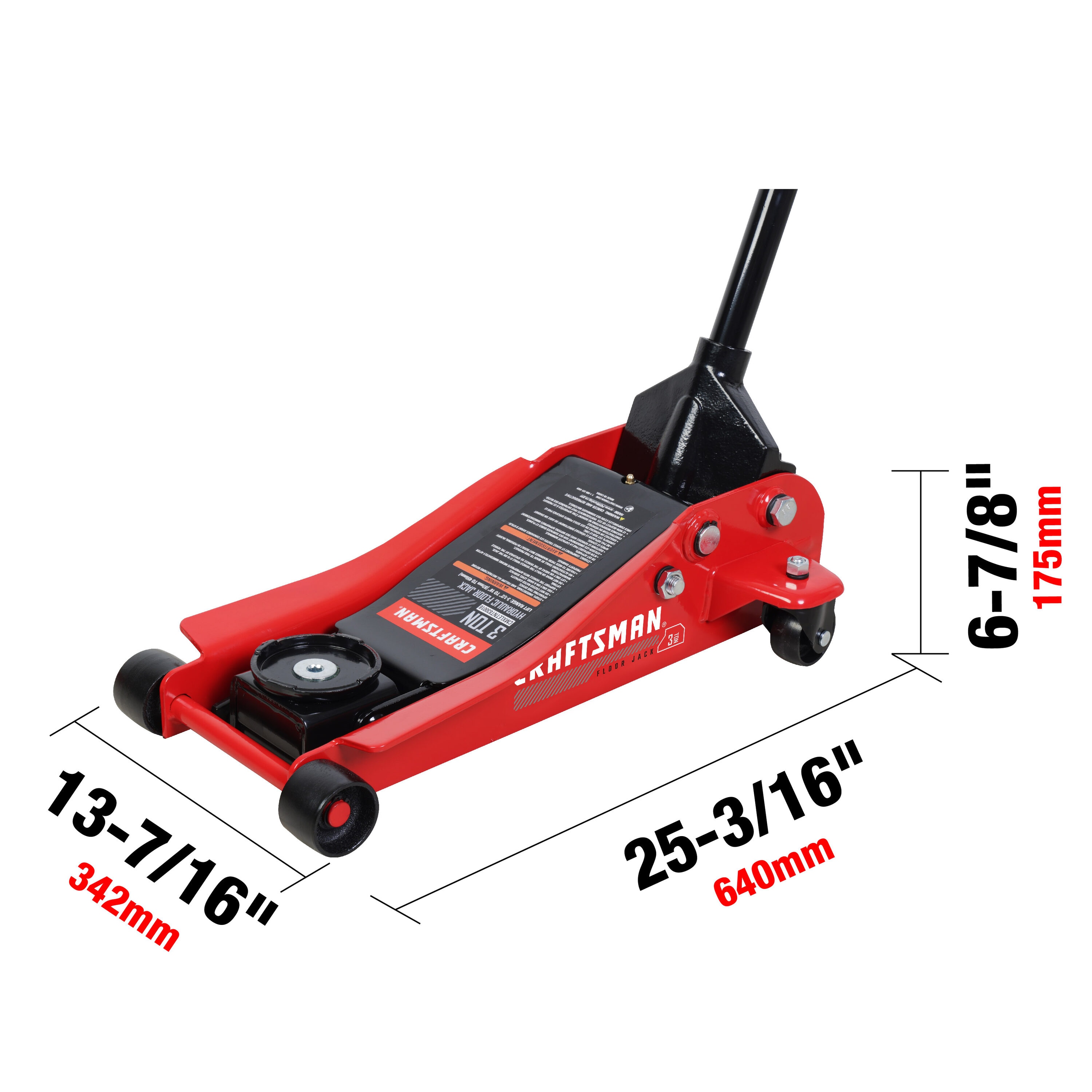 Kit de Gato Hidráulico de Acero de 3 Toneladas en Rojo Craftman T830018M+T43002M