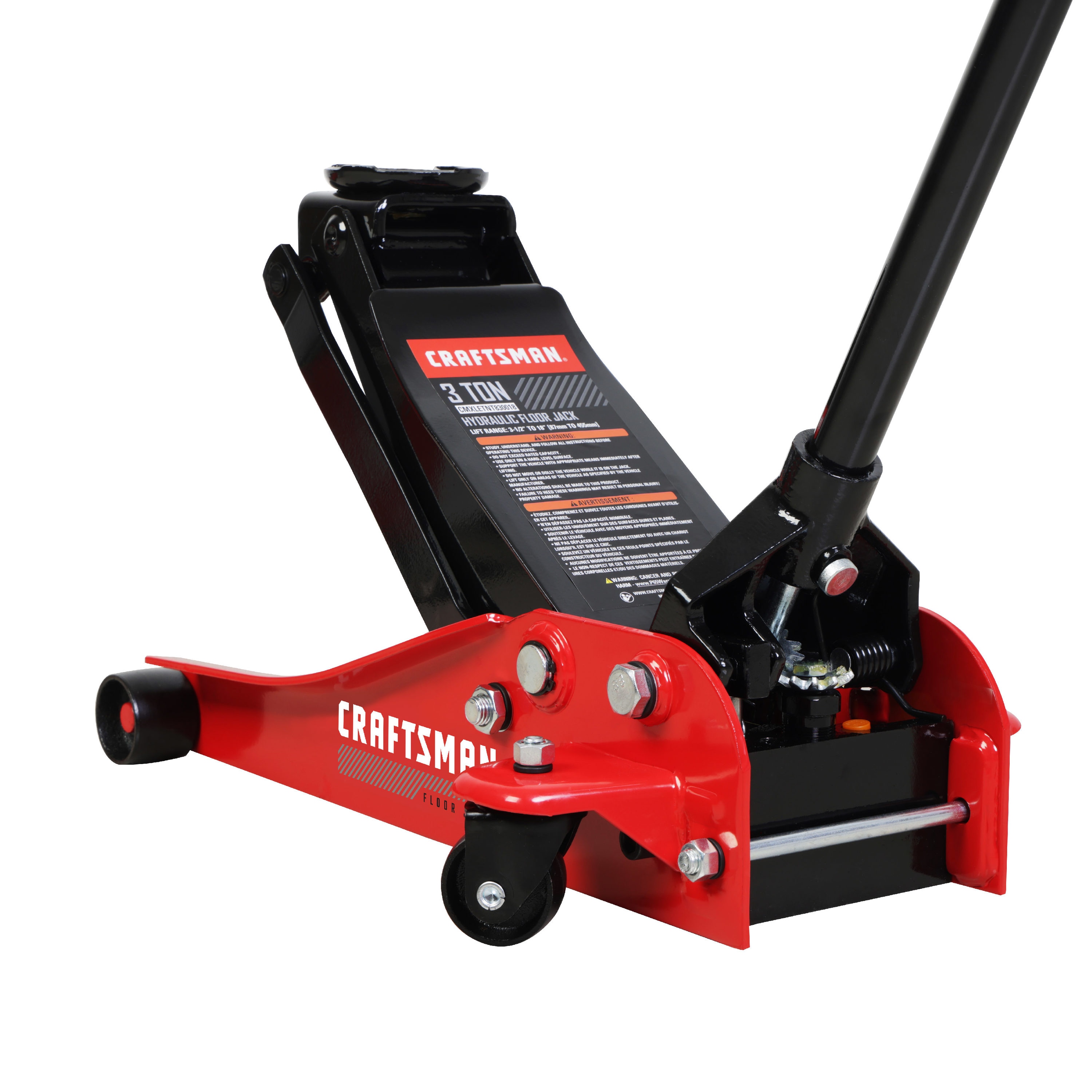 Kit de Gato Hidráulico de Acero de 3 Toneladas en Rojo Craftman T830018M+T43002M