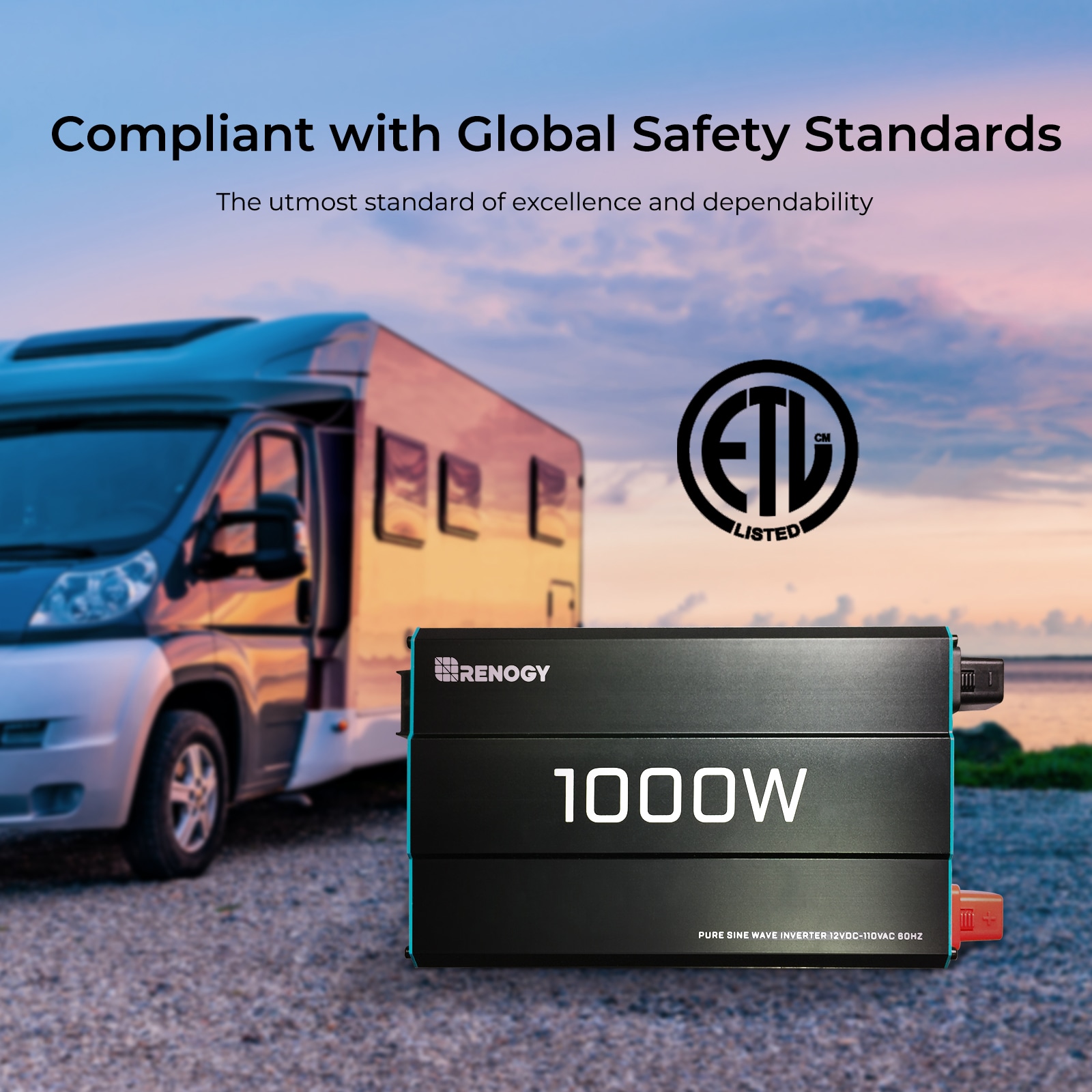 Inversor de energía de 1000 vatios Renogy RNG-INVT-1000-12V-P2