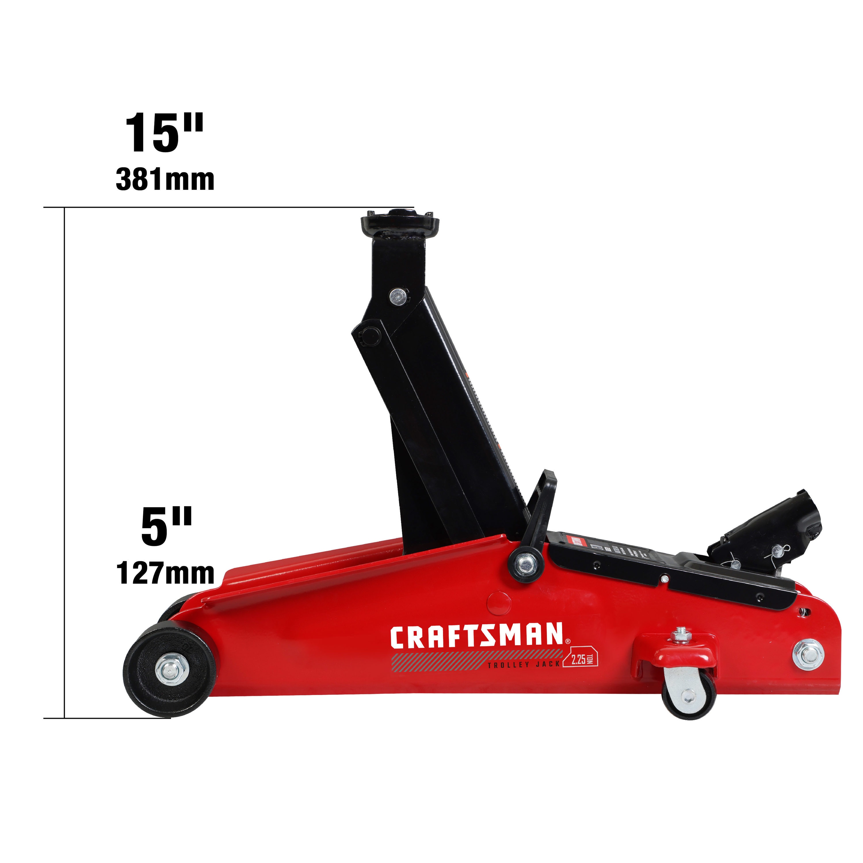 Gato hidráulico de tijera de acero negro de 2.25 toneladas de CRAFTSMAN