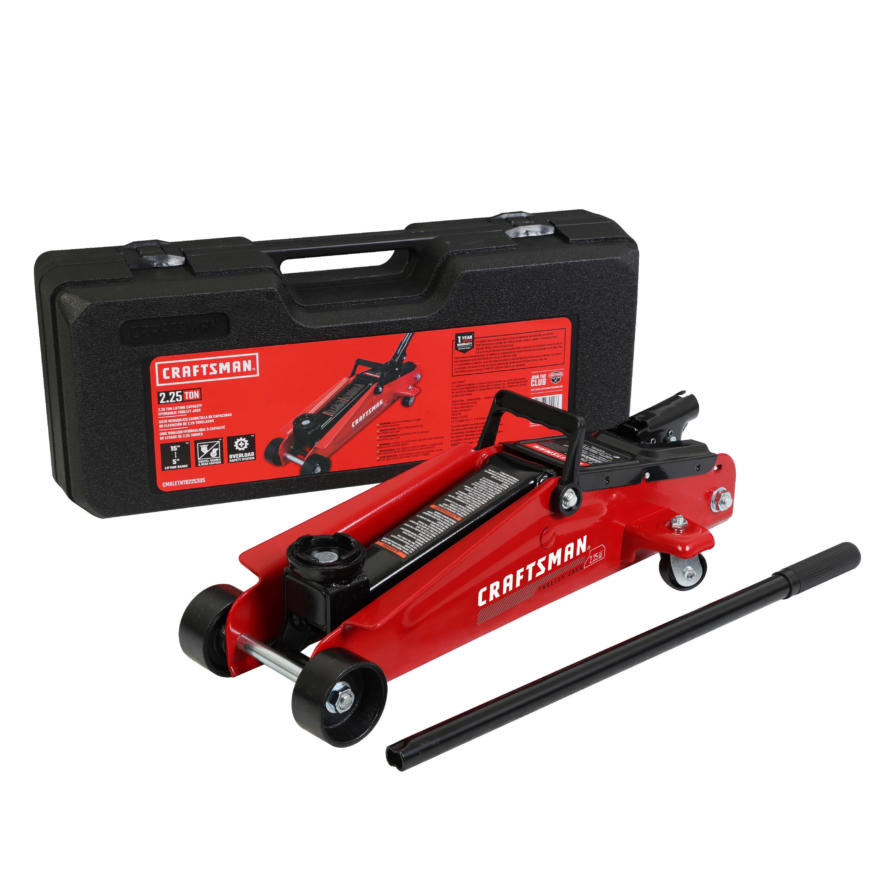 Gato hidráulico de tijera de acero negro de 2.25 toneladas de CRAFTSMAN