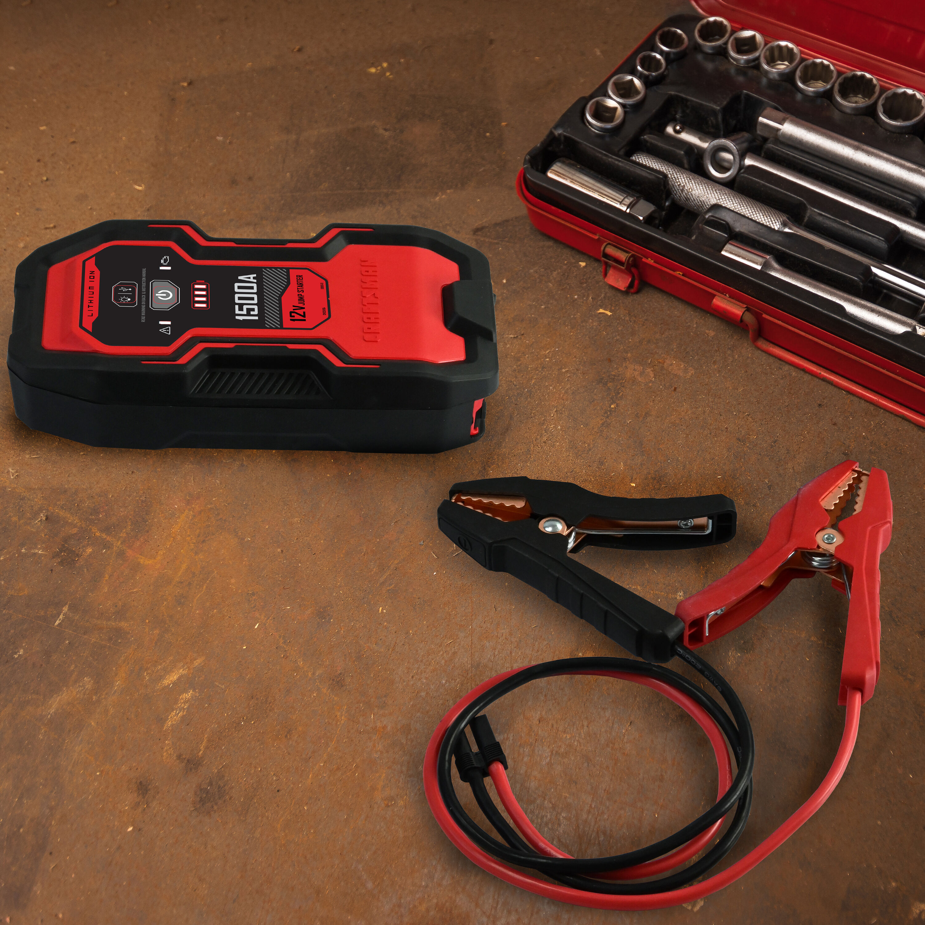 Arrancador de Batería Portátil para Auto de 1500 Amperios y 12 Voltios con Pantalla Digital