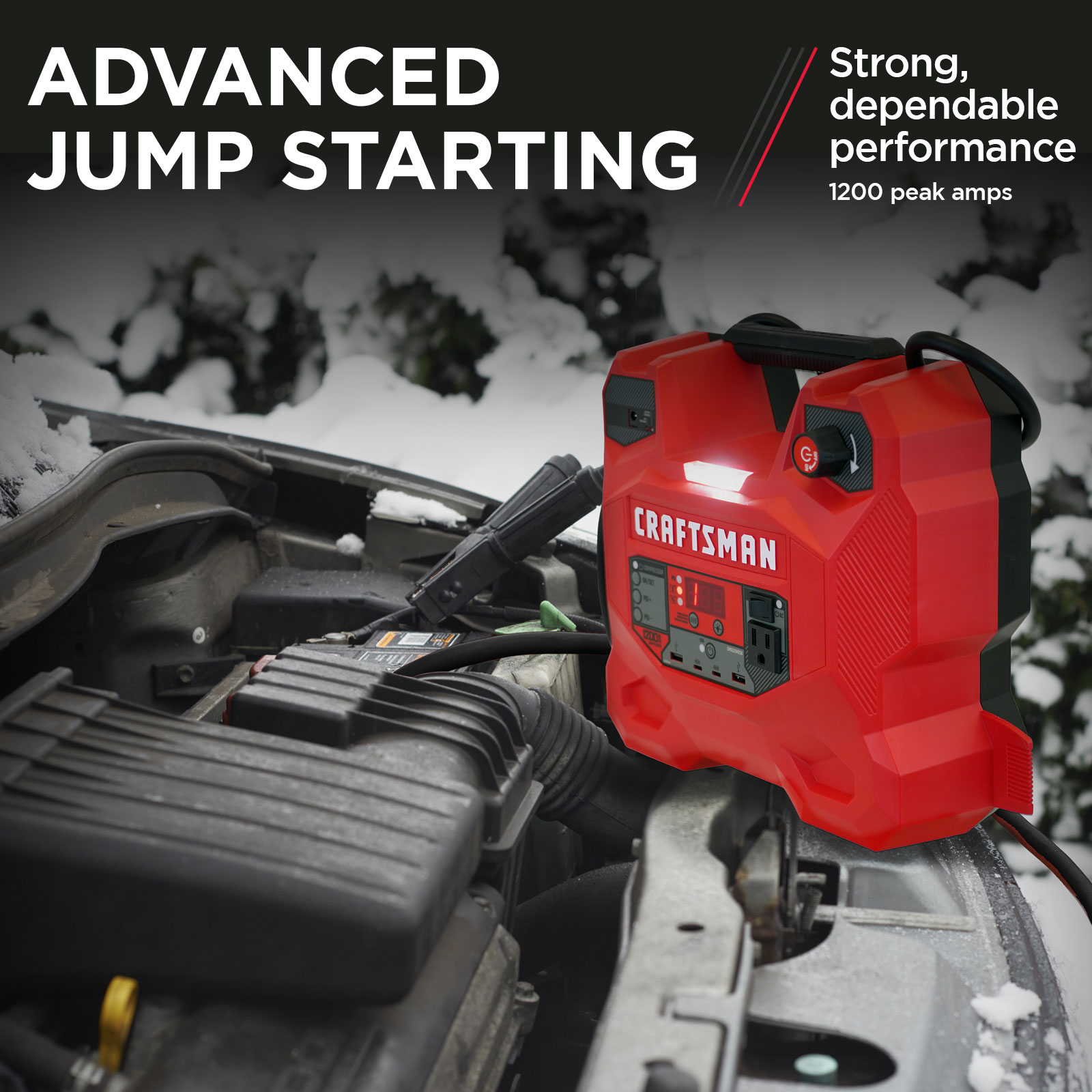 Arrancador de Batería Portátil de Coche de 1200 amperios y 12 voltios con Pantalla Digital - Modelo CMXCESM256 de CRAFTSMAN