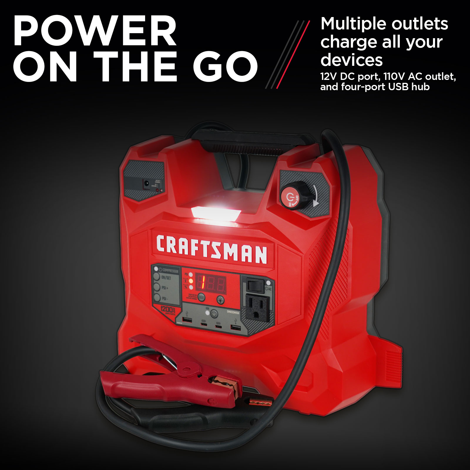 Arrancador de Batería Portátil de Coche de 1200 amperios y 12 voltios con Pantalla Digital - Modelo CMXCESM256 de CRAFTSMAN