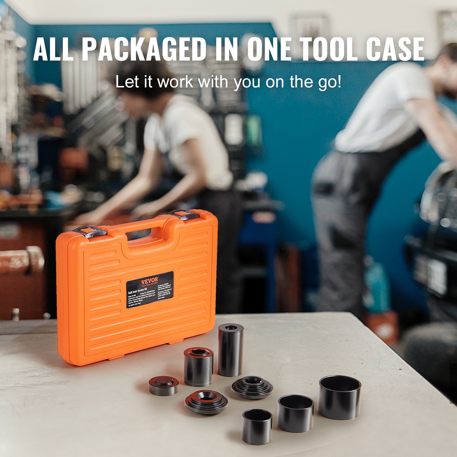 Kit de prensa de junta de rótula VEVOR, 10 piezas herramienta kit, herramientas de instalación y remoción de junta de rótula en forma de C, para la mayoría de los autos de 2WD y 4WD, kit de reparación de juntas de rótula de servicio pesado para reparación automotriz