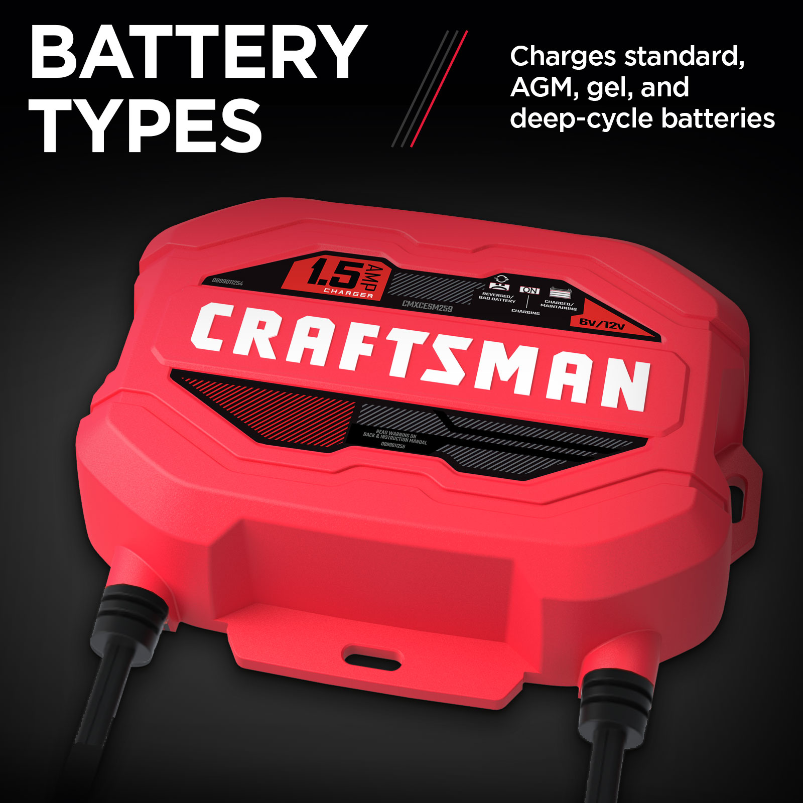 Cargador de batería para coche de 6/12 voltios de 1.5 amperios de CRAFTSMAN CMXCESM259