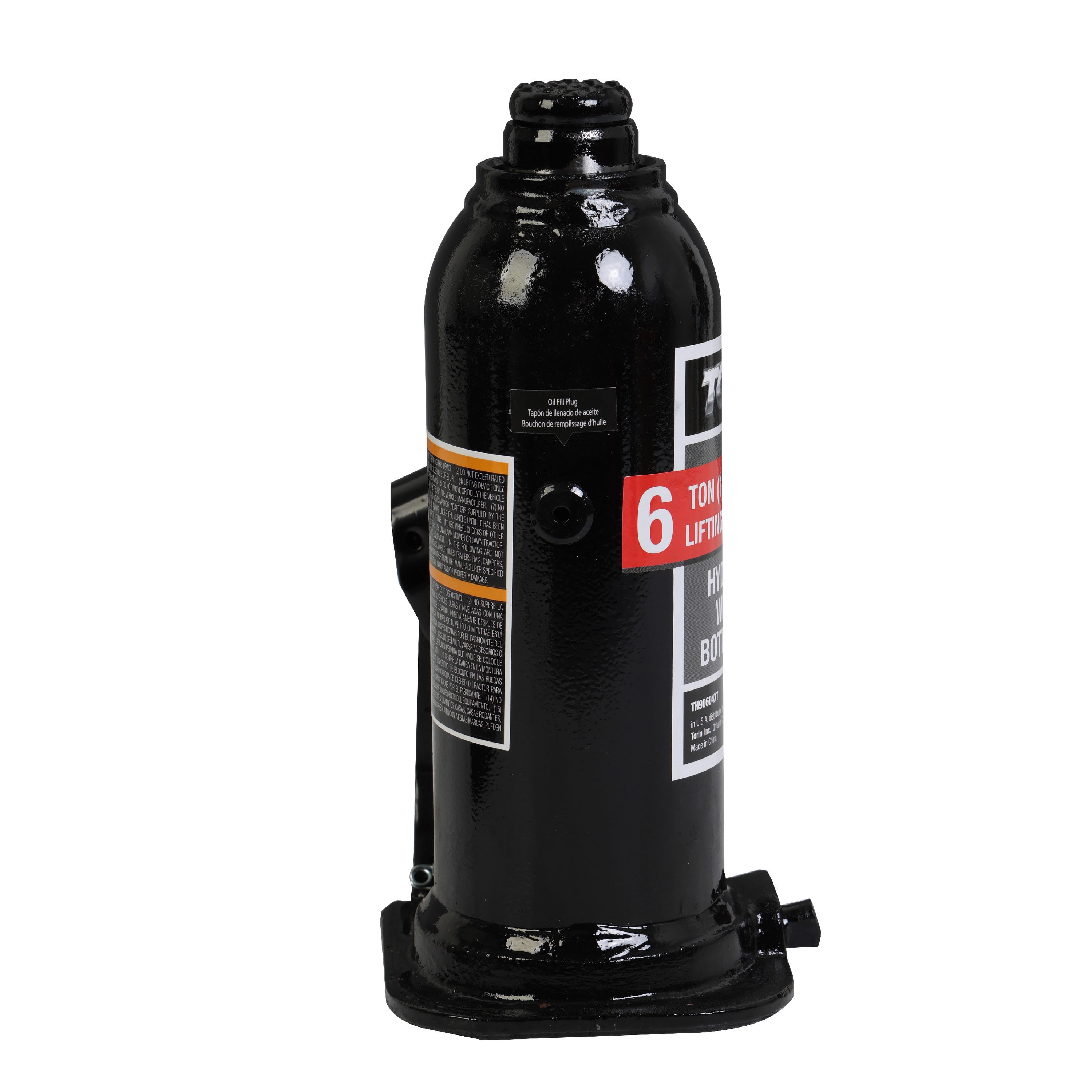 Gato hidráulico de botella de acero negro de 6 toneladas Torin TH90604XT