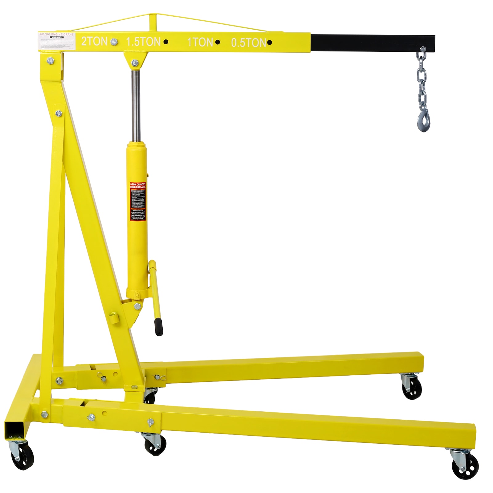 Grua plegable de motor Kahomvis de 2 toneladas, para levantar motores tipo cherry picker, con ruedas de hierro fundido.