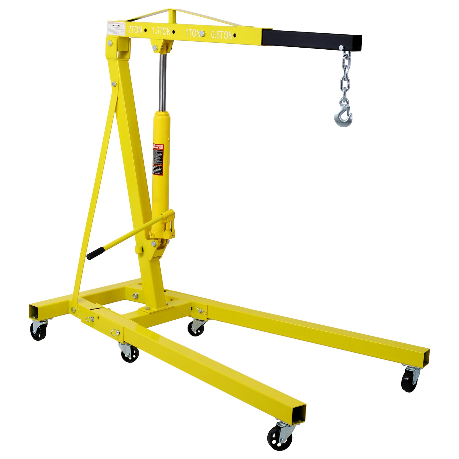 Grua plegable de motor Kahomvis de 2 toneladas, para levantar motores tipo cherry picker, con ruedas de hierro fundido.