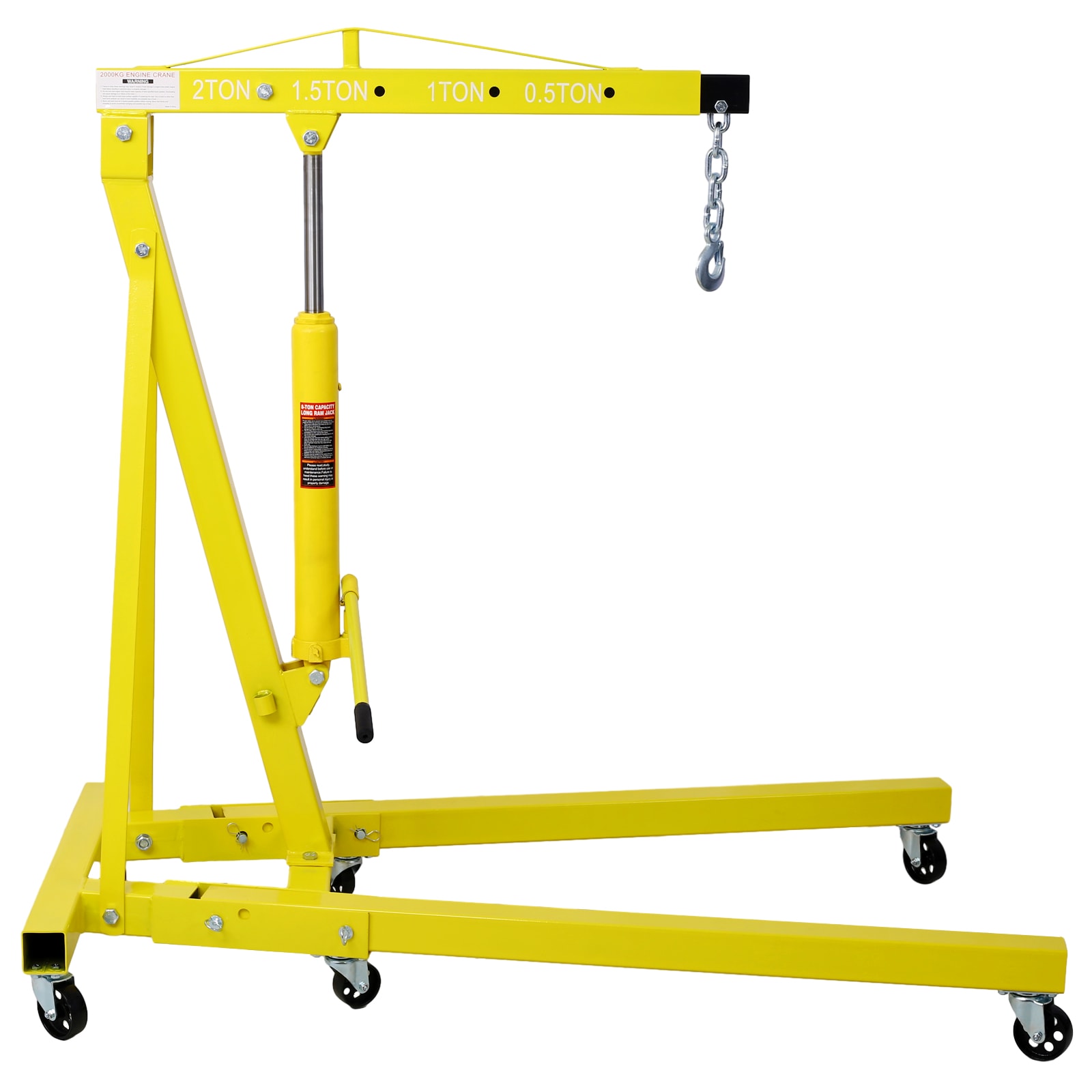Grua plegable de motor Kahomvis de 2 toneladas, para levantar motores tipo cherry picker, con ruedas de hierro fundido.