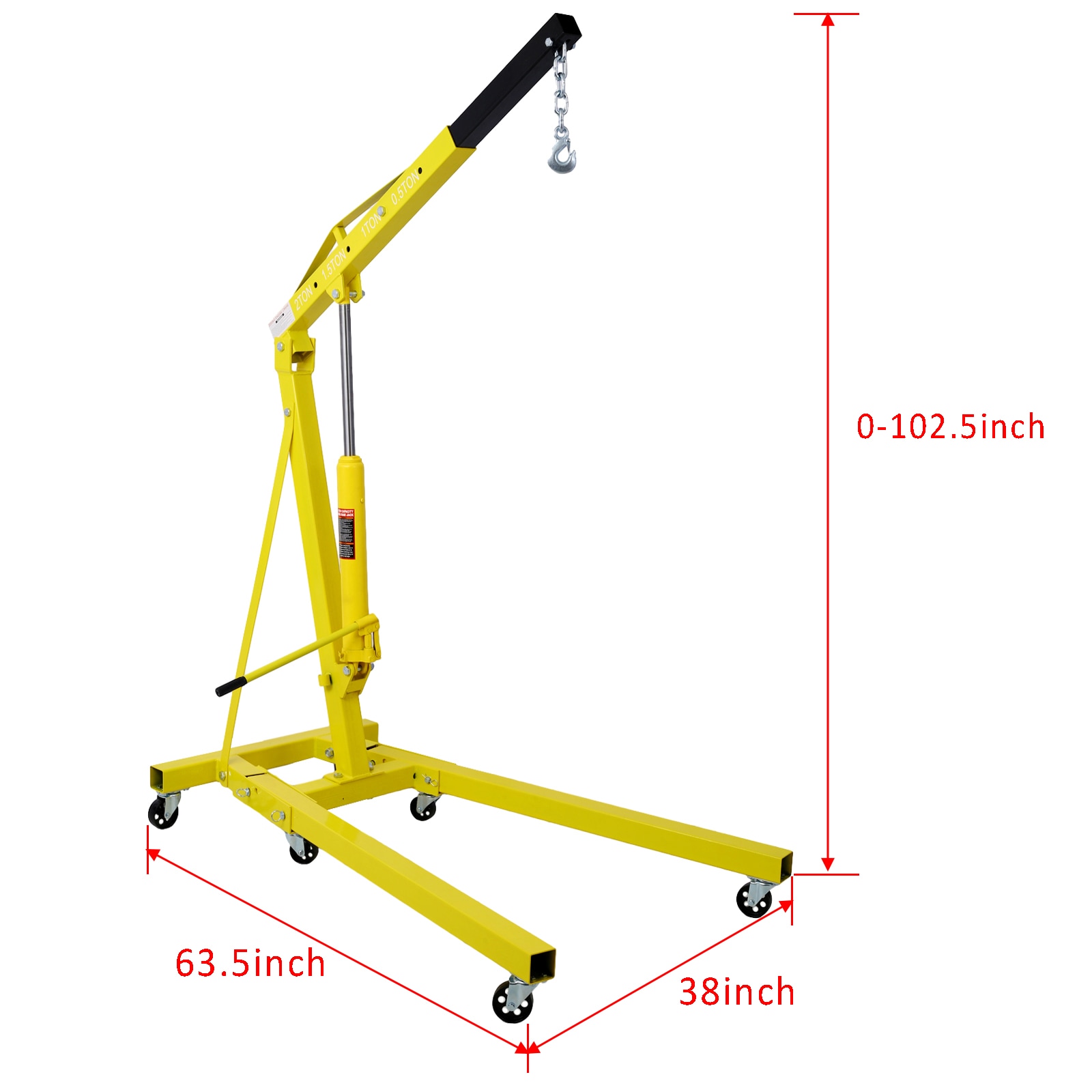 Grua plegable de motor Kahomvis de 2 toneladas, para levantar motores tipo cherry picker, con ruedas de hierro fundido.