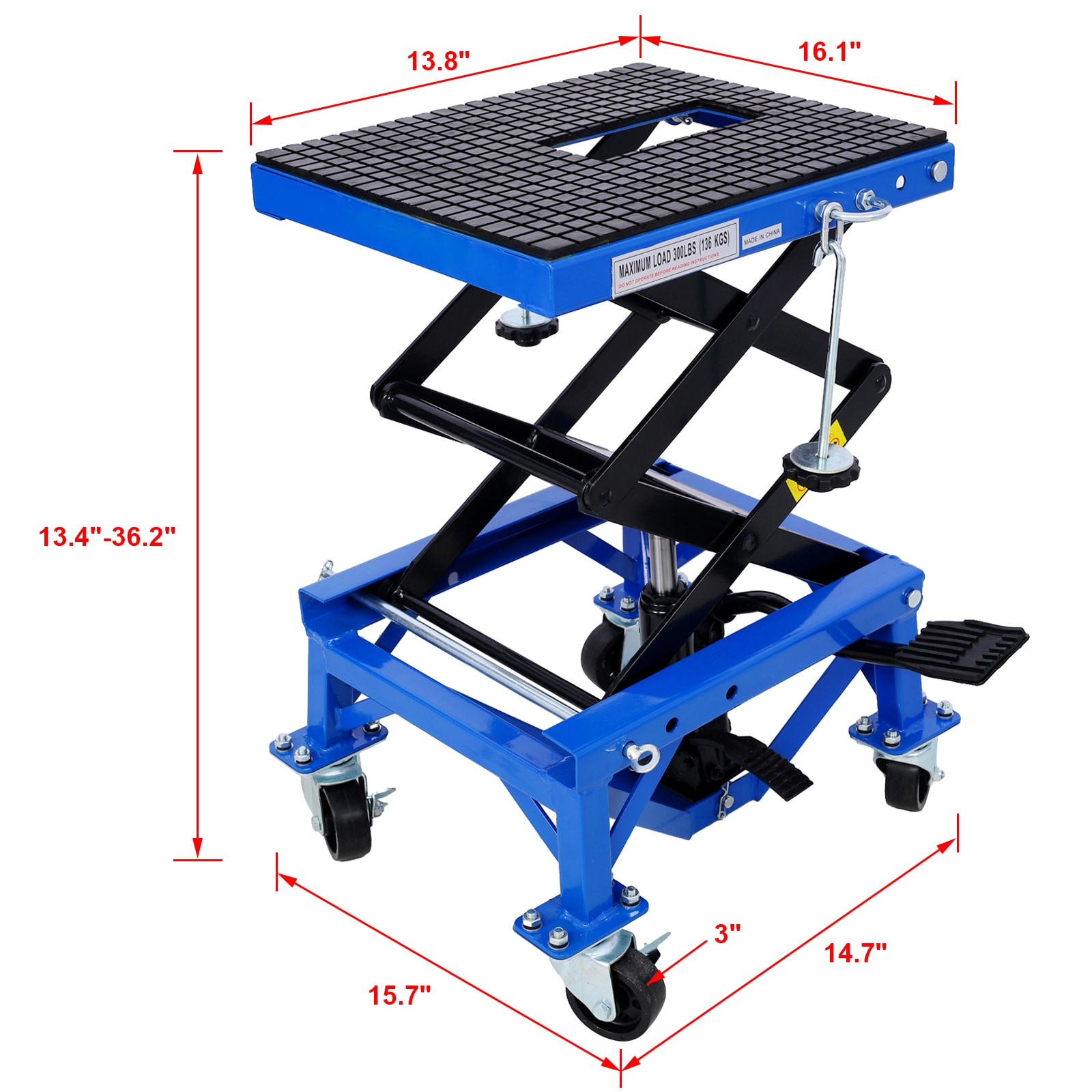 Gato hidráulico de tijera de acero azul de 0.13 toneladas Maocao Hoom FZ-77207