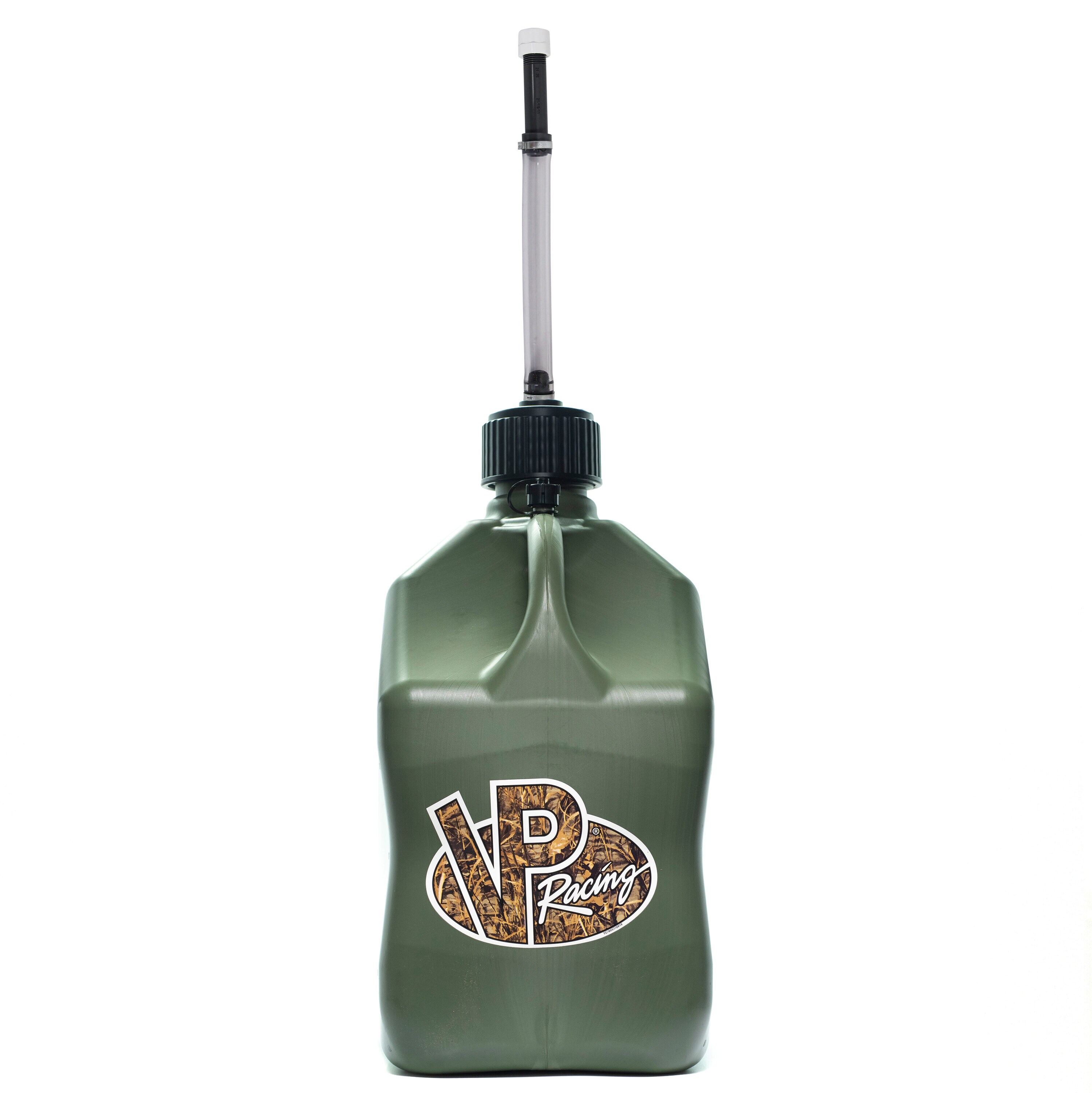 Bidón de utilidad para competición con diseño de camuflaje de 5.5 galones VP Racing Fuels con manguera de lujo 3846-CA