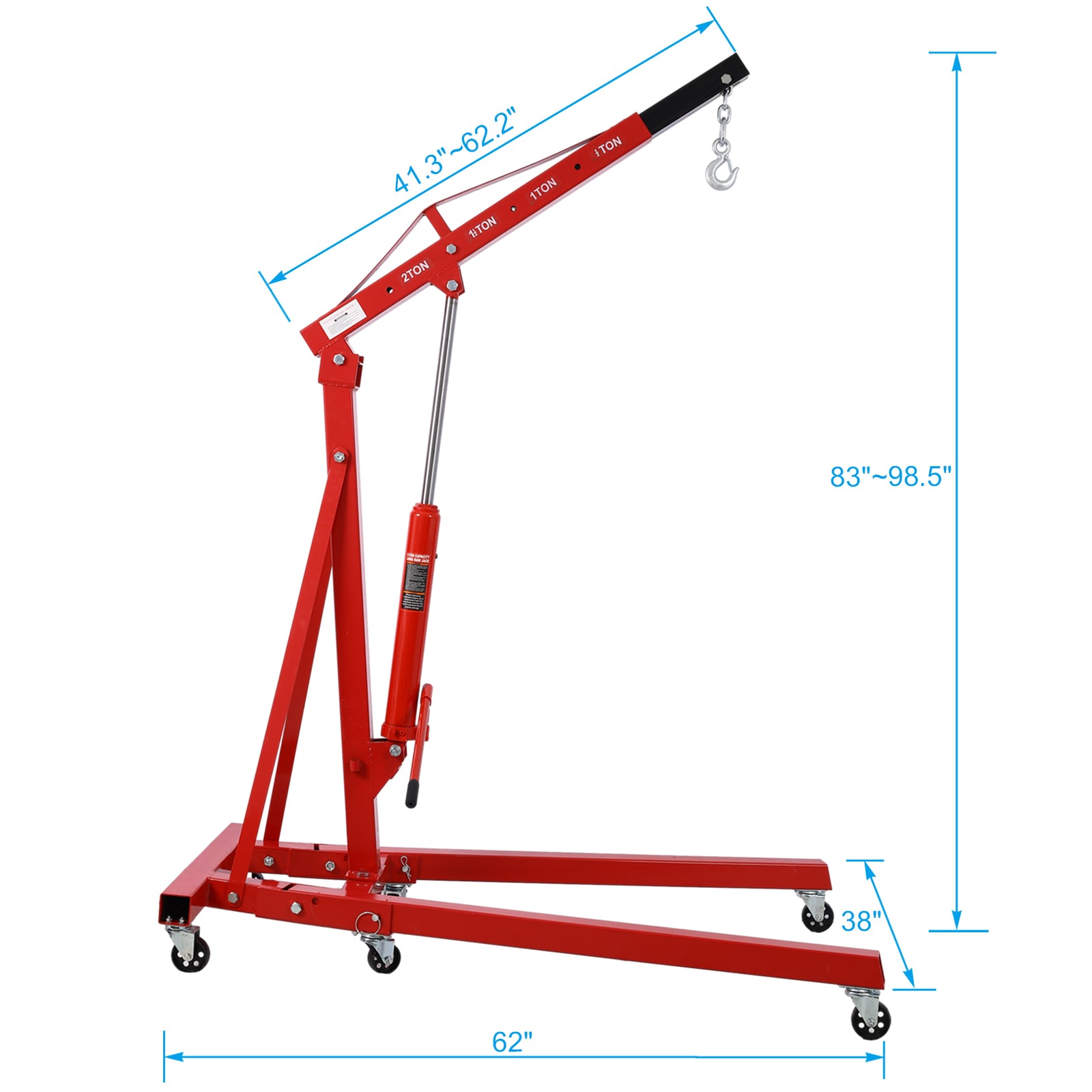 Grúa levanta motores plegable de 2 toneladas Maocao Hoom, elevador de taller con ruedas de hierro fundido, resistente, de acero pesado FZW465S00029