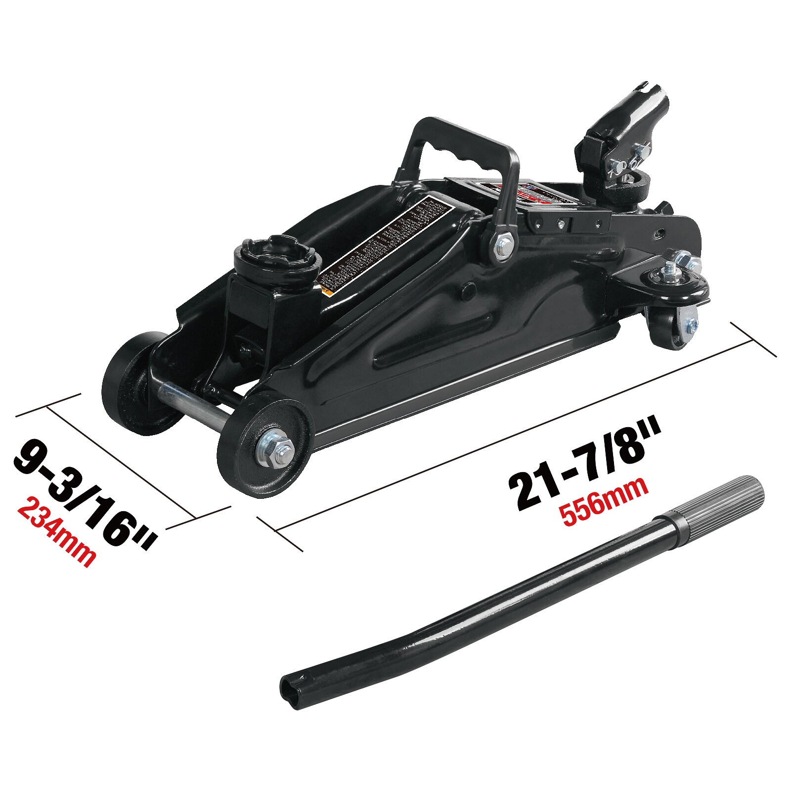 Gato hidráulico de piso manual de acero negro de 2 toneladas Torin T82002R