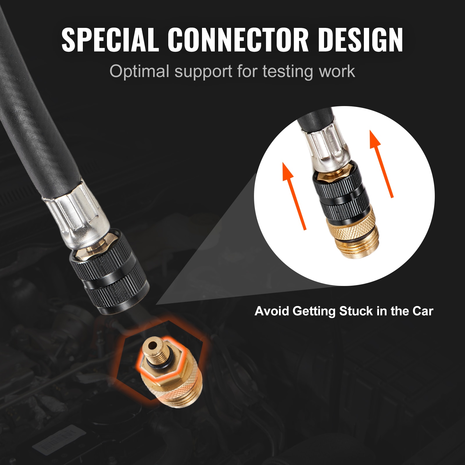 Kit de Adaptadores para Prueba de Compresión VEVOR, 9 Piezas para Pruebas de Compresión de Fugas en Cilindros de Motor Automotriz, Preciso Medidor de Presión de Doble Escala de 0 a 300 Psi, con Mangueras de Alcance Largo y Estuche para Cilindros de Motor