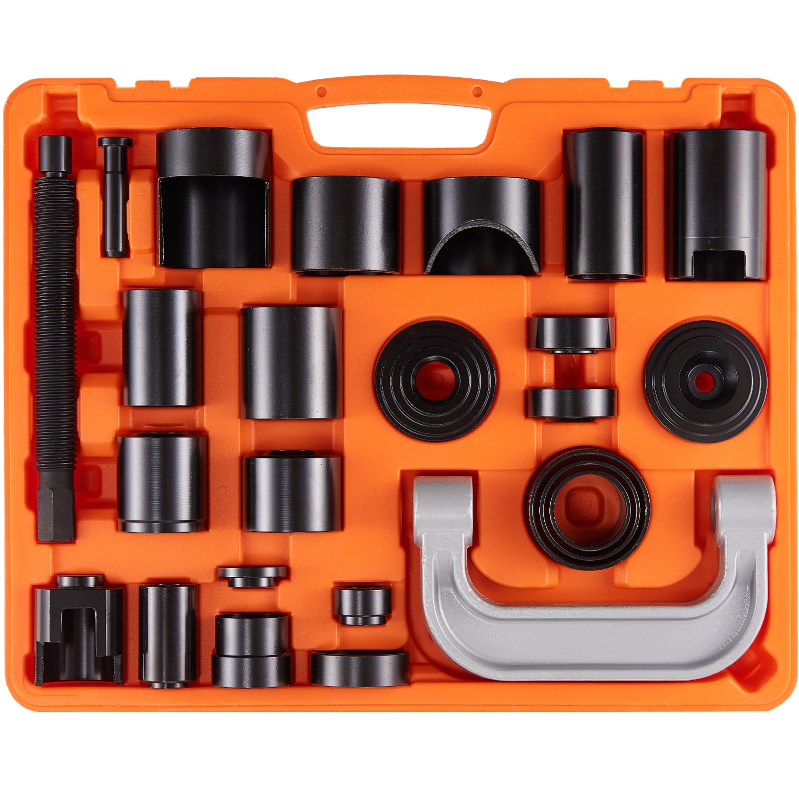 Kit de prensa de junta esférica VEVOR, 25 piezas, herramienta de kit, herramientas para quitar e instalar juntas esféricas en forma de C, para la mayoría de los autos 2wd y 4wd, kit de reparación de juntas esféricas resistente para reparación automotriz.
