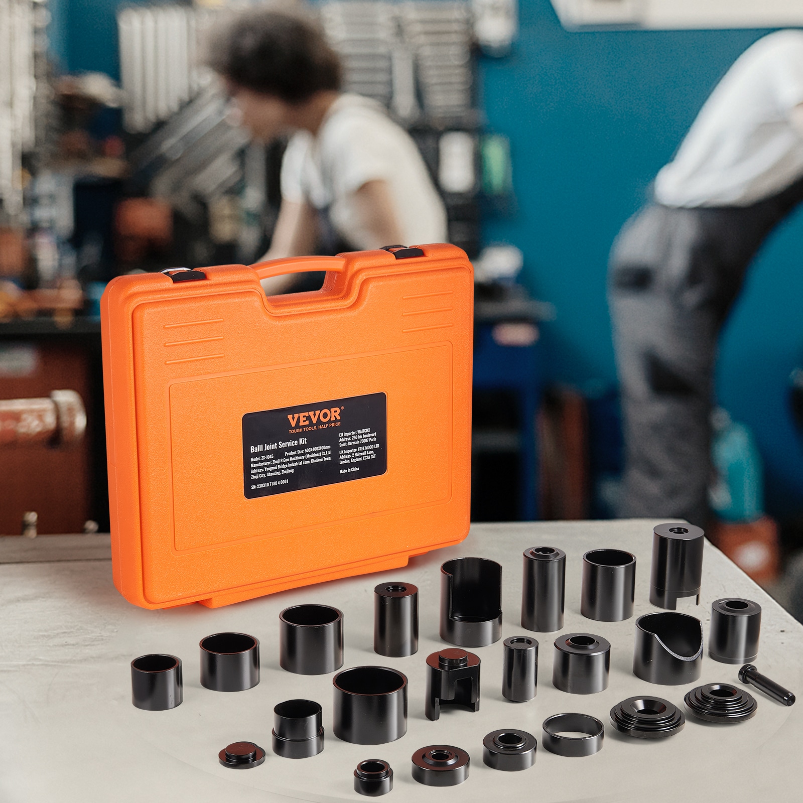 Kit de prensa de junta esférica VEVOR, 25 piezas, herramienta de kit, herramientas para quitar e instalar juntas esféricas en forma de C, para la mayoría de los autos 2wd y 4wd, kit de reparación de juntas esféricas resistente para reparación automotriz.