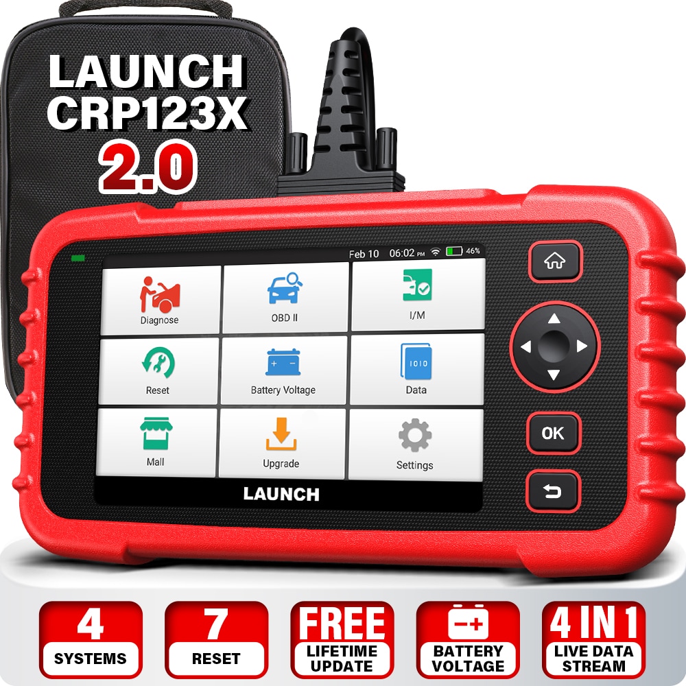 Herramienta de diagnóstico de vehículos con escáner OBD2 de 5 pulgadas, lector de códigos de falla para automóviles con 4 sistemas y 7 funciones SM23-123X