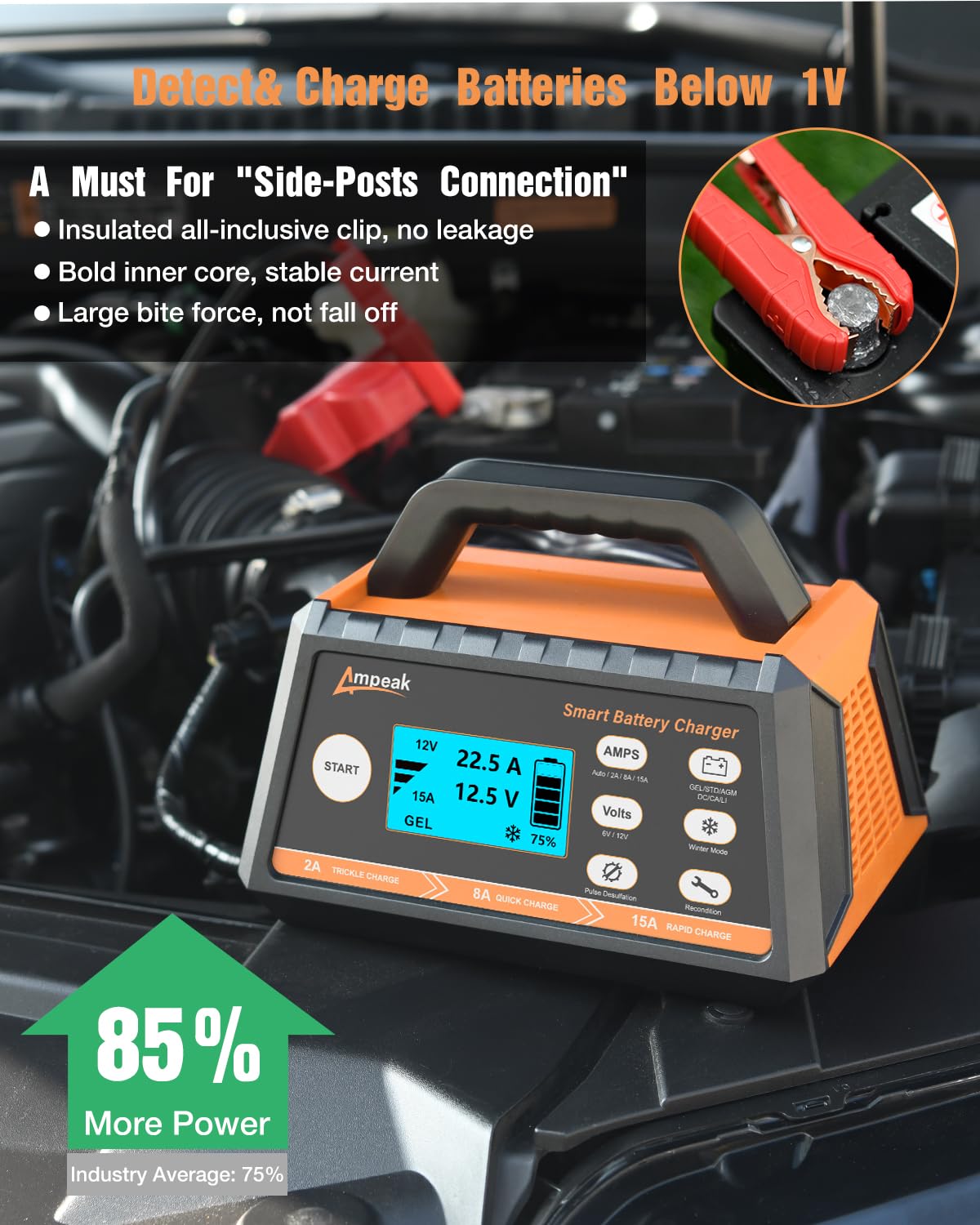 Cargador de batería para carro de 6/12 voltios Phivve 15 -Amp BC23-015