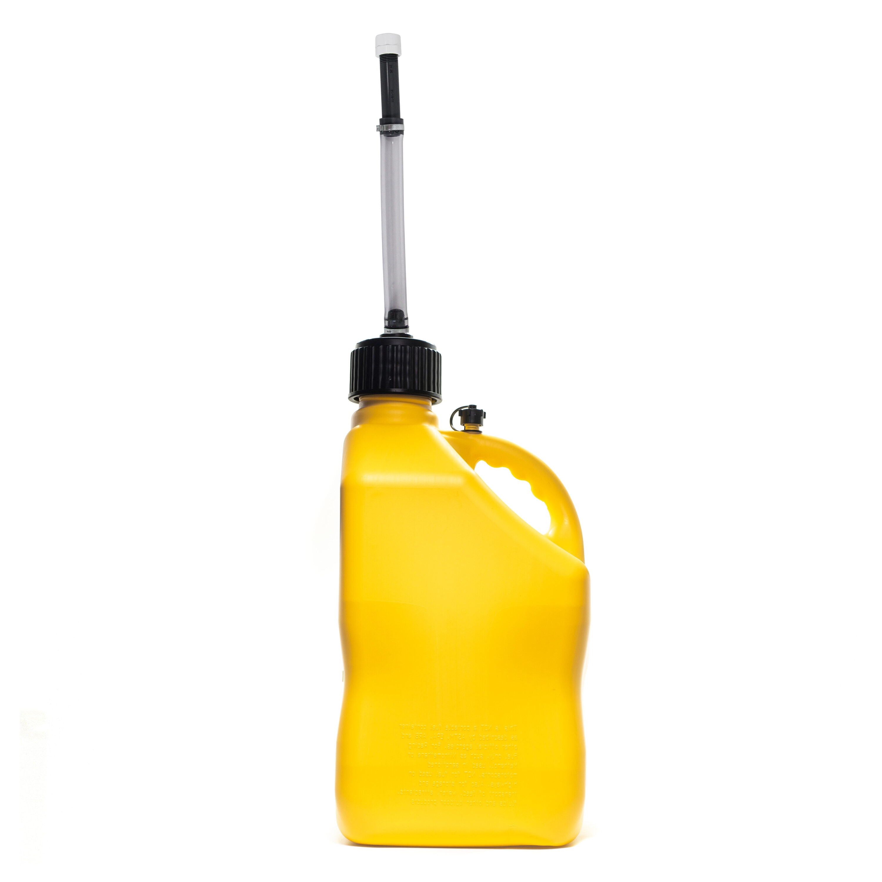 Bidón utilitario de 5.5 galones de VP Racing Fuels Yellow con manguera de lujo