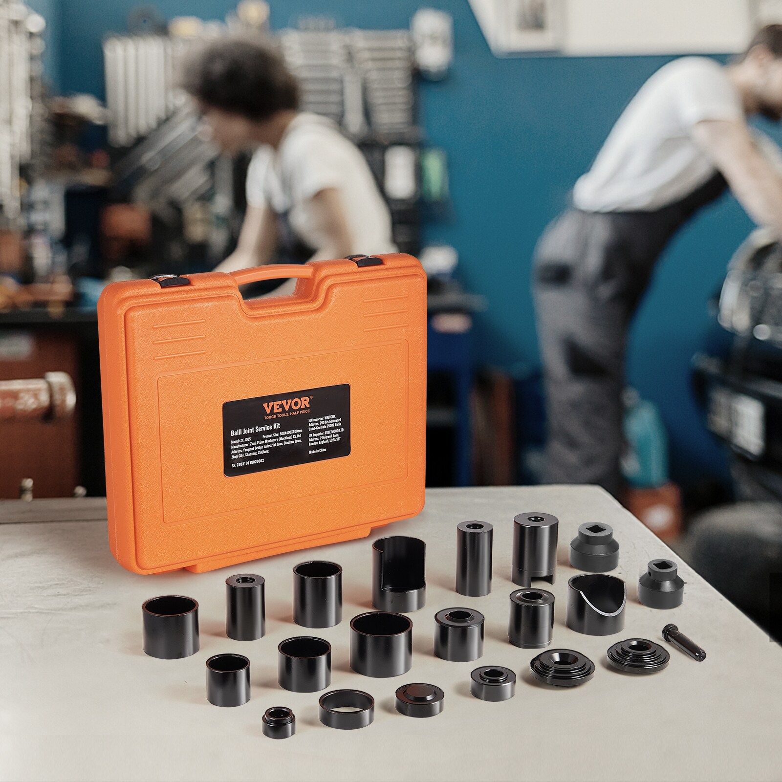 Kit de prensa de rótulas VEVOR, 23 piezas, juego de herramientas, Herramientas para quitar e instalar rótulas en forma de C, para la mayoría de autos 2WD y 4WD, Kit de reparación de rótulas resistente para reparación de automóviles