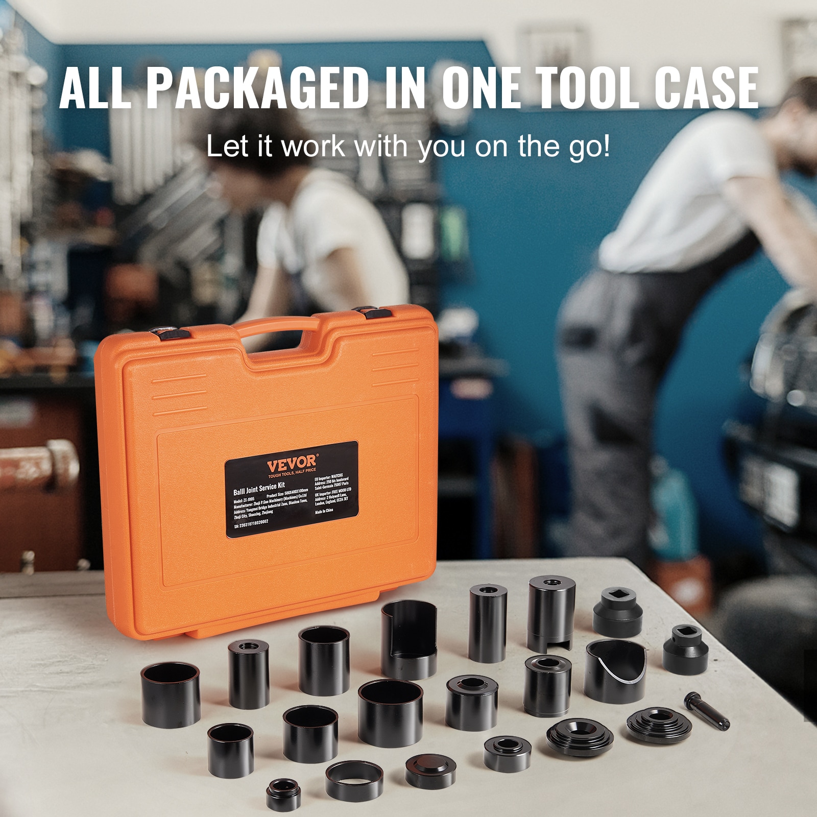 Kit de prensa de rótulas VEVOR, 23 piezas, juego de herramientas, Herramientas para quitar e instalar rótulas en forma de C, para la mayoría de autos 2WD y 4WD, Kit de reparación de rótulas resistente para reparación de automóviles