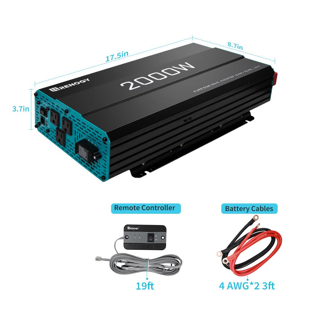 Inversor de Potencia Renogy de 2000 vatios RNG-INVT-2000-12V-P2