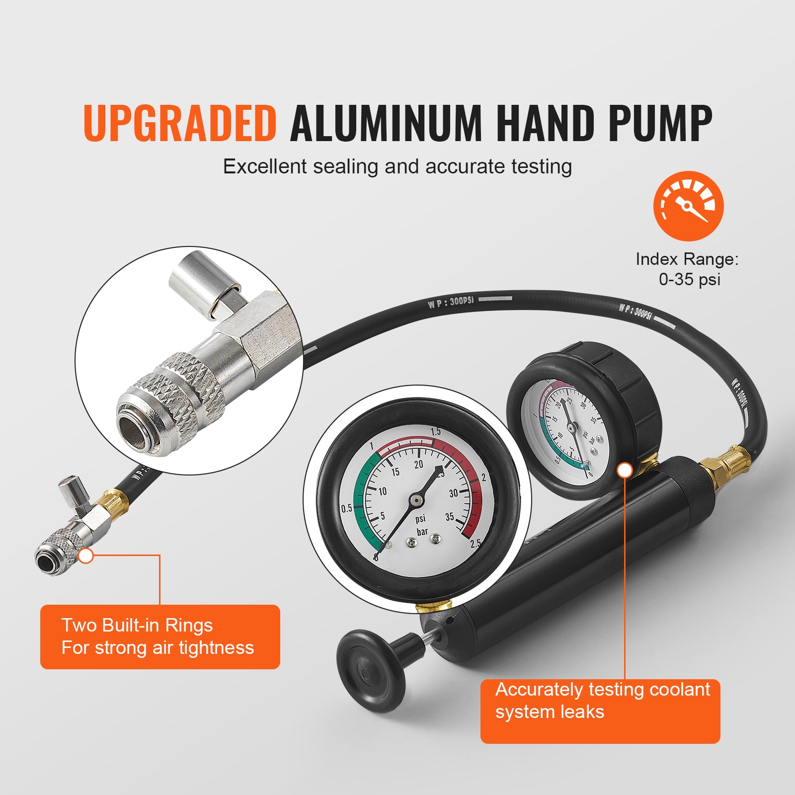 Kit de Prueba de Presión Universal para Radiador VEVOR de 28 piezas, Kit de Prueba de Presión de Refrigerante con Bomba Manual y Tapas de Prueba codificadas por Color, Kit de Recarga de Vacío de Refrigerante para Sistemas de Enfriamiento de Autos, Motocicletas y Camiones SRQLQYYLCSY29E5NUV0.