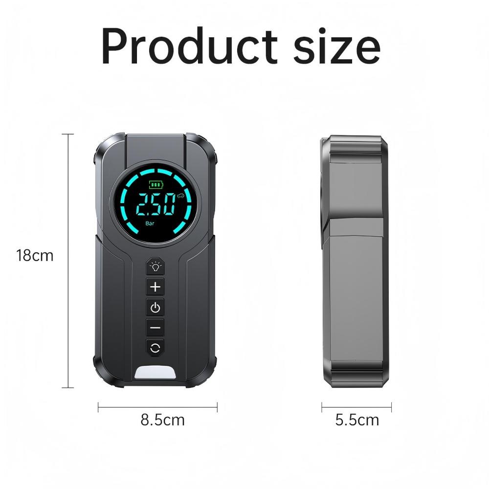 Arrancador de Batería Portátil de Coche de 2000 Amperes y 12 Volts con Pantalla Digital 3 en 1 Phivve JS23-007