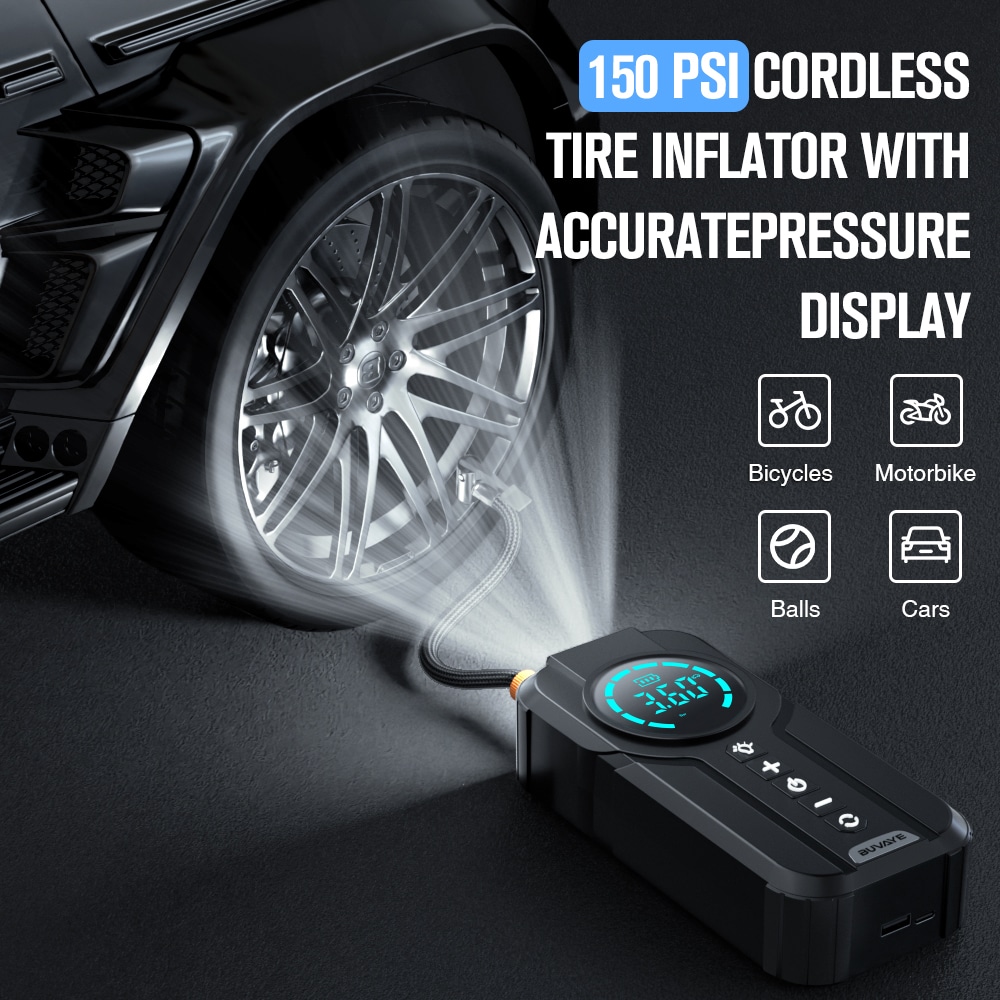 Arrancador de Batería Portátil de Coche de 2000 Amperes y 12 Volts con Pantalla Digital 3 en 1 Phivve JS23-007