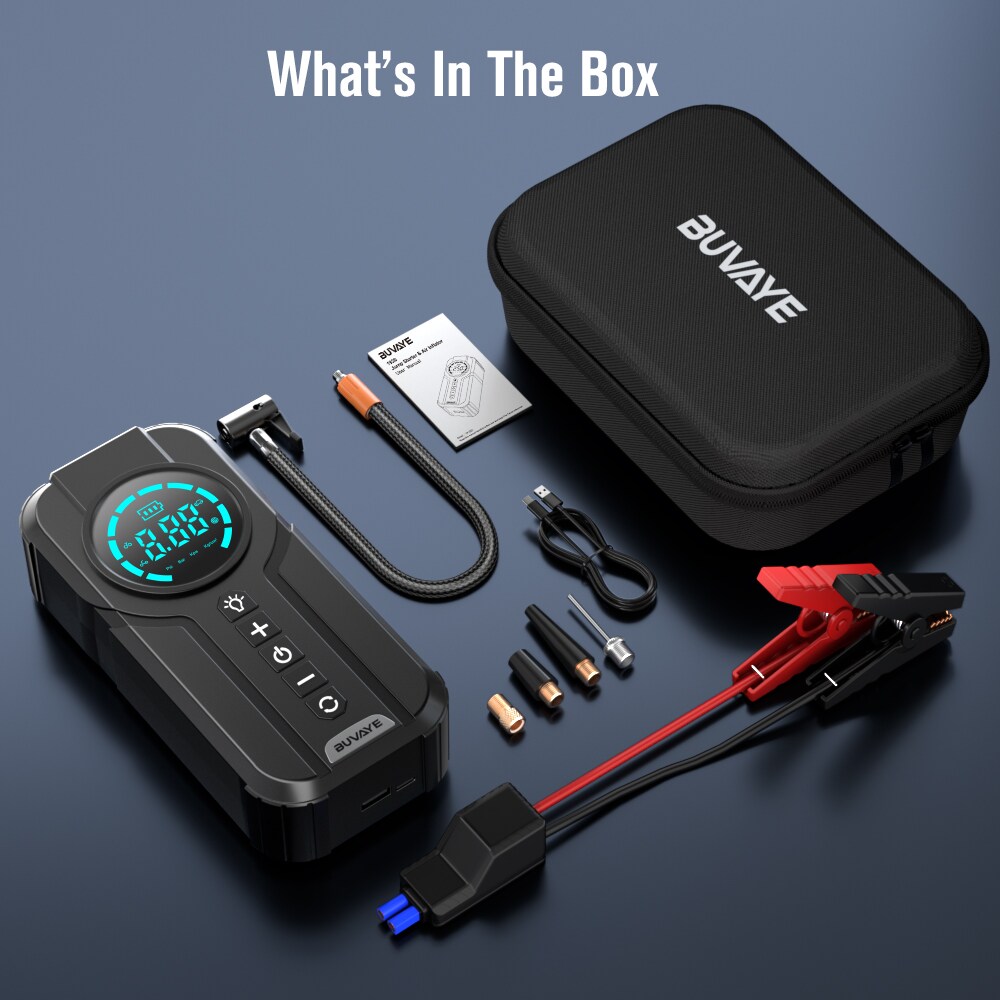 Arrancador de Batería Portátil de Coche de 2000 Amperes y 12 Volts con Pantalla Digital 3 en 1 Phivve JS23-007