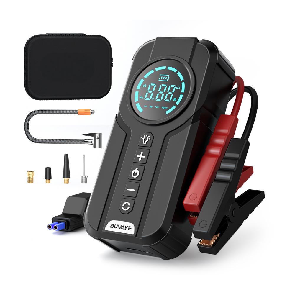 Arrancador de Batería Portátil de Coche de 2000 Amperes y 12 Volts con Pantalla Digital 3 en 1 Phivve JS23-007