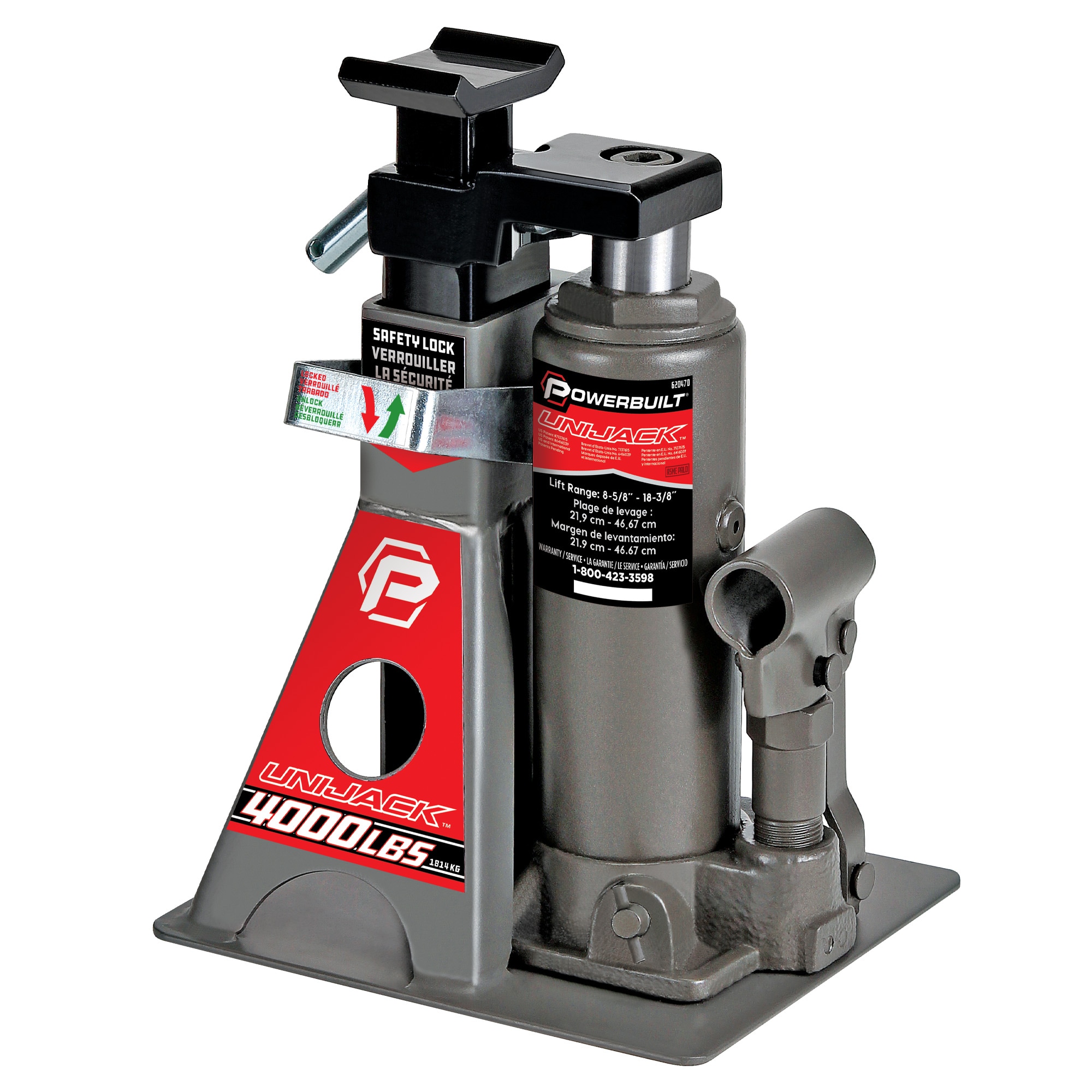 Gato hidráulico eléctrico de acero gris de 2 toneladas Powerbuilt 620470