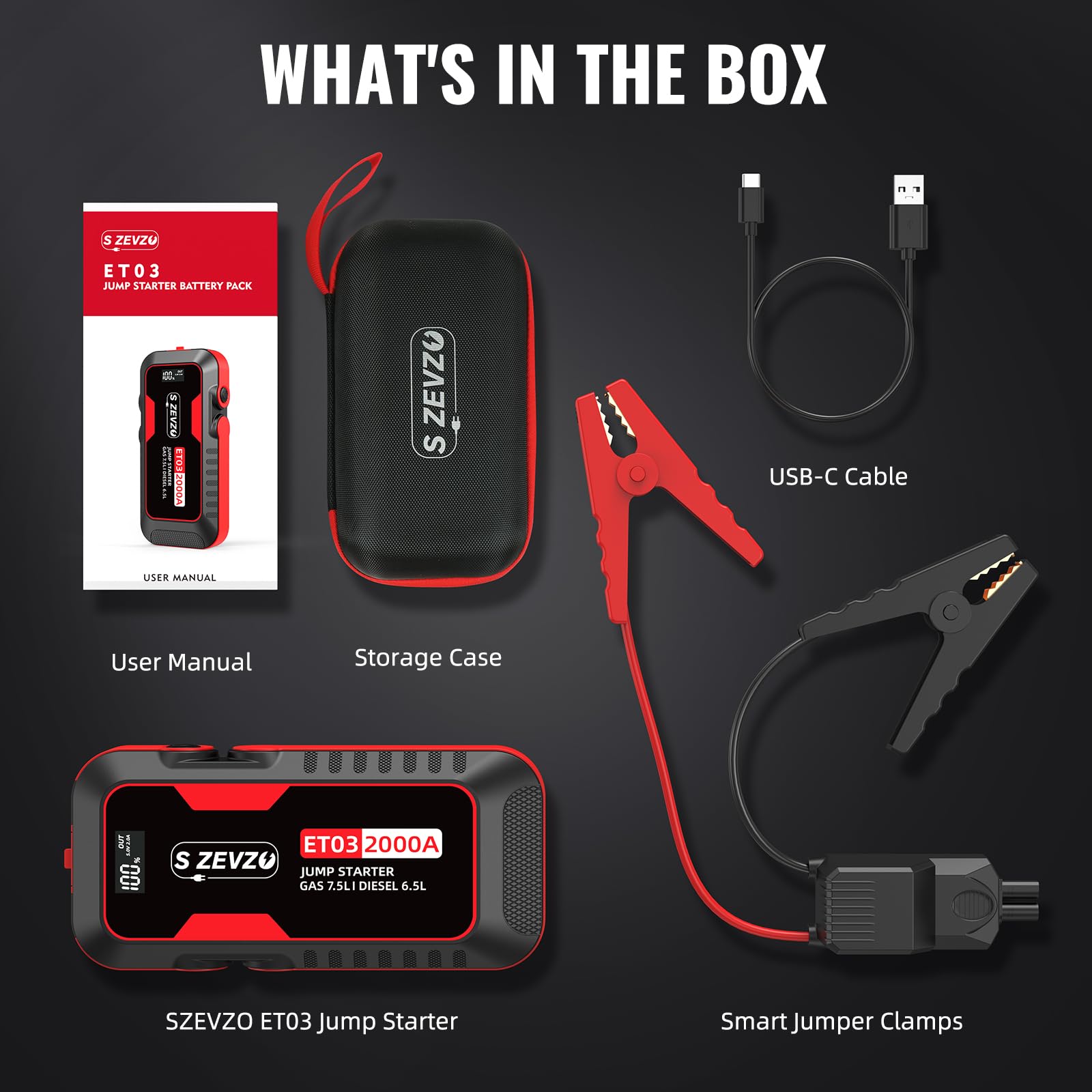 Arrancador de batería portátil de coche de 12 voltios con pantalla digital - Phivve 2000 -Amp JS23-003