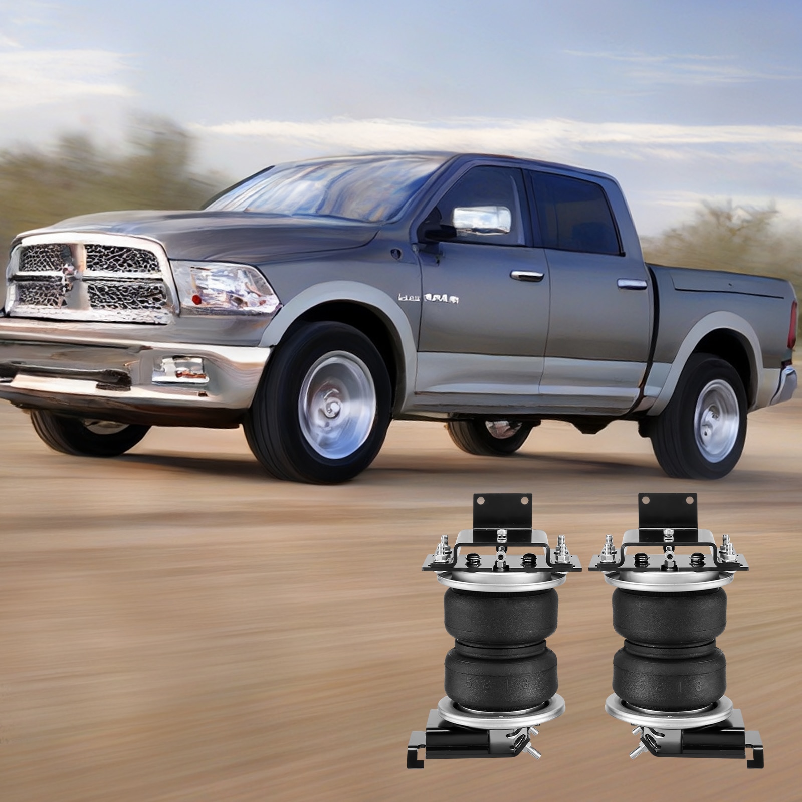 Kit de suspensión de bolsa de aire VEVOR, Kit de bolsa de suspensión de resortes de aire compatible con Dodge Ram 1500 de 2011 a 2018, Dodge Ram 1500 Classic de 2019 a 2021, 5000 libras de carga, 5 a 100 PSI