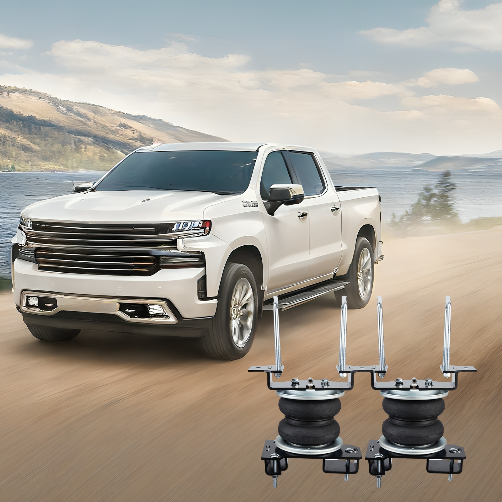 Kit de suspensión de bolsa de aire VEVOR, Kit de bolsa de suspensión de resortes de aire compatible con Chevrolet Silverado 1500 y GMC Sierra 1500 4WD RWD 2019-2023, Carga de 5000 lbs, 5 a 100 PSI AQQNXJTJ5000BEBQ7V0