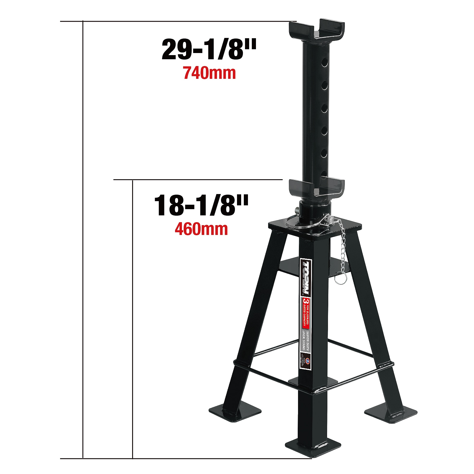 Soporte gato de acero manual Torin Black de 3 toneladas T43007H.