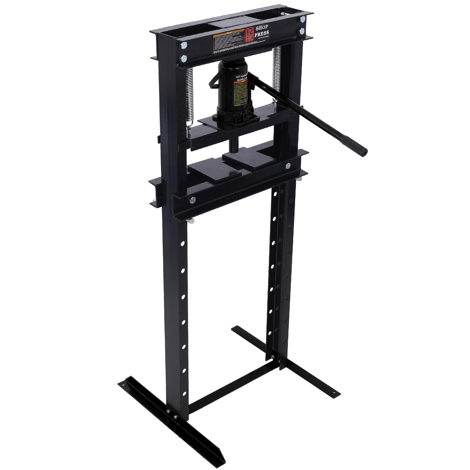 Prensa Hidráulica de Montaje en el Piso de 12 toneladas de Capacidad Maocao Hoom con Placas de Presión, Prensa de Piso de Garaje en Forma de H, Altura de Mesa de Trabajo Ajustable, Negro FZ-66968
