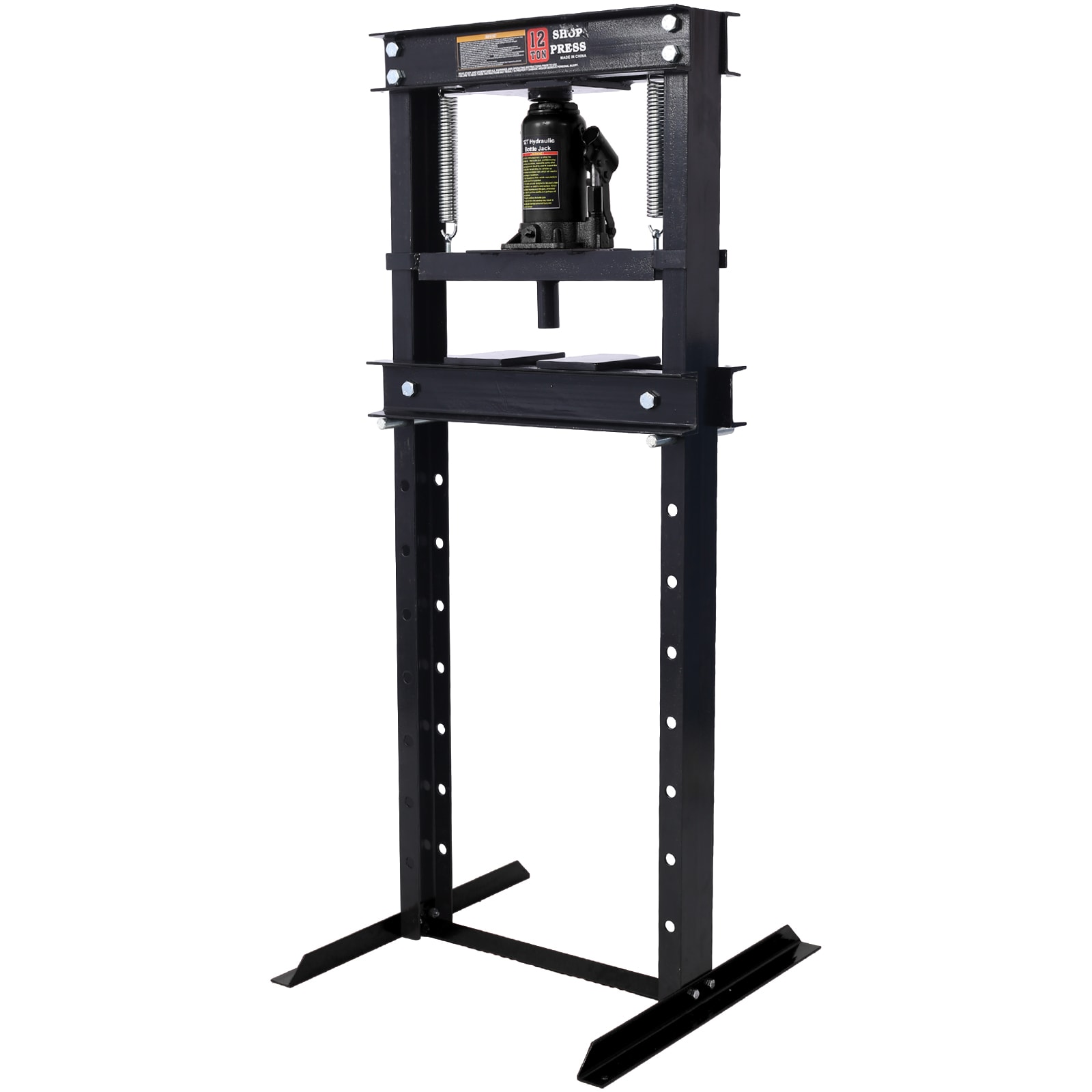 Prensa Hidráulica de Montaje en el Piso de 12 toneladas de Capacidad Maocao Hoom con Placas de Presión, Prensa de Piso de Garaje en Forma de H, Altura de Mesa de Trabajo Ajustable, Negro FZ-66968