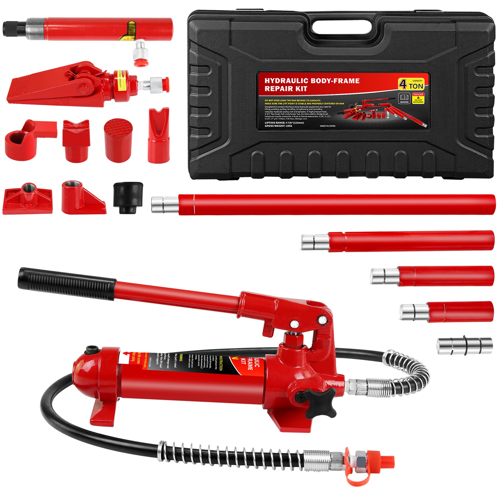 Gato Hidráulico Portátil de Acero Rojo de 4 Toneladas Gaierptone