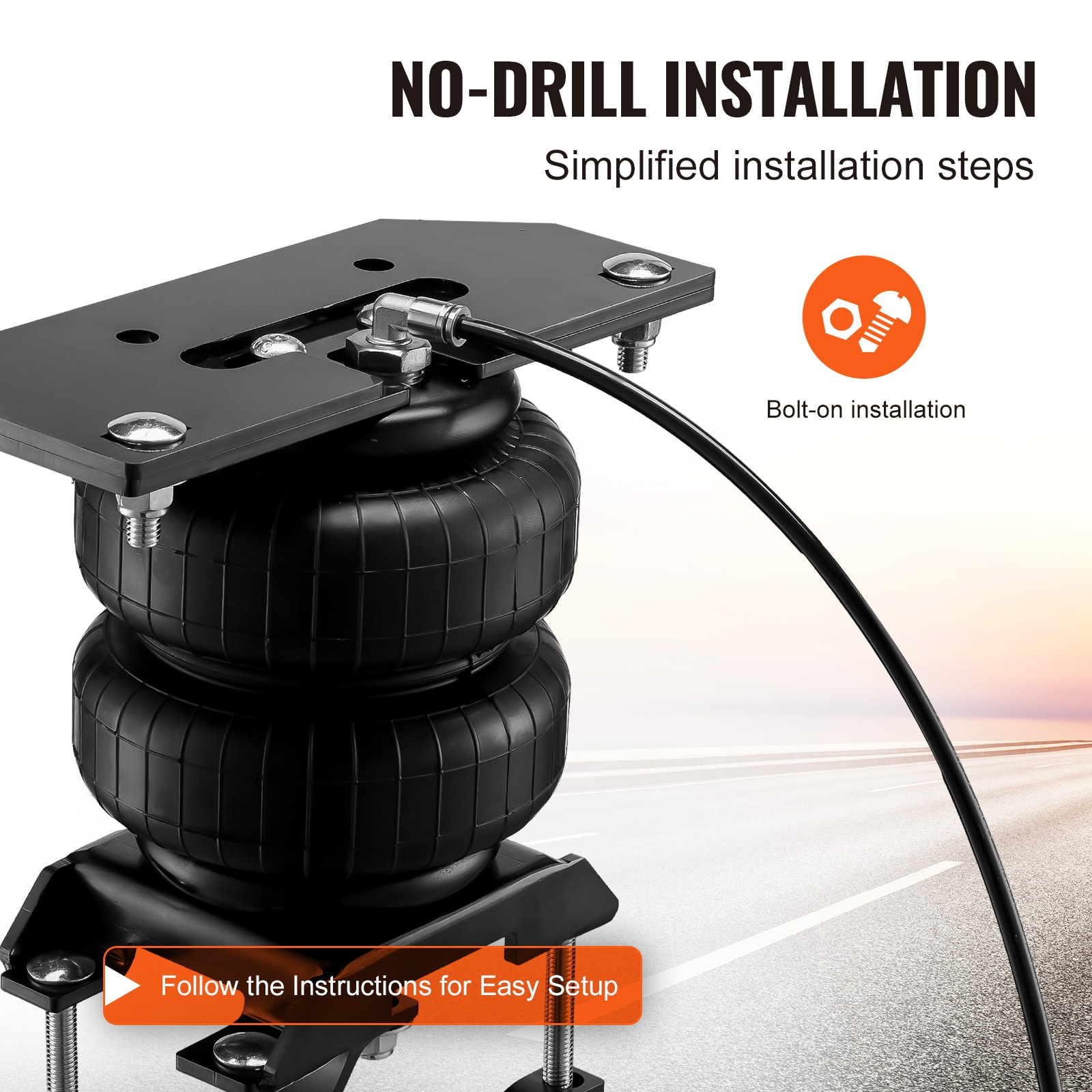 Kit de Suspensión de Bolsas de Aire VEVOR, Kit de Bolsas de Suspensión de Aire Compatible con Dodge Ram 2500 4WD 2003-2013, Dodge Ram 3500 4WD 2003-2018, Capacidad de Carga de 5000 lbs, Presión de 5 a 100 PSI